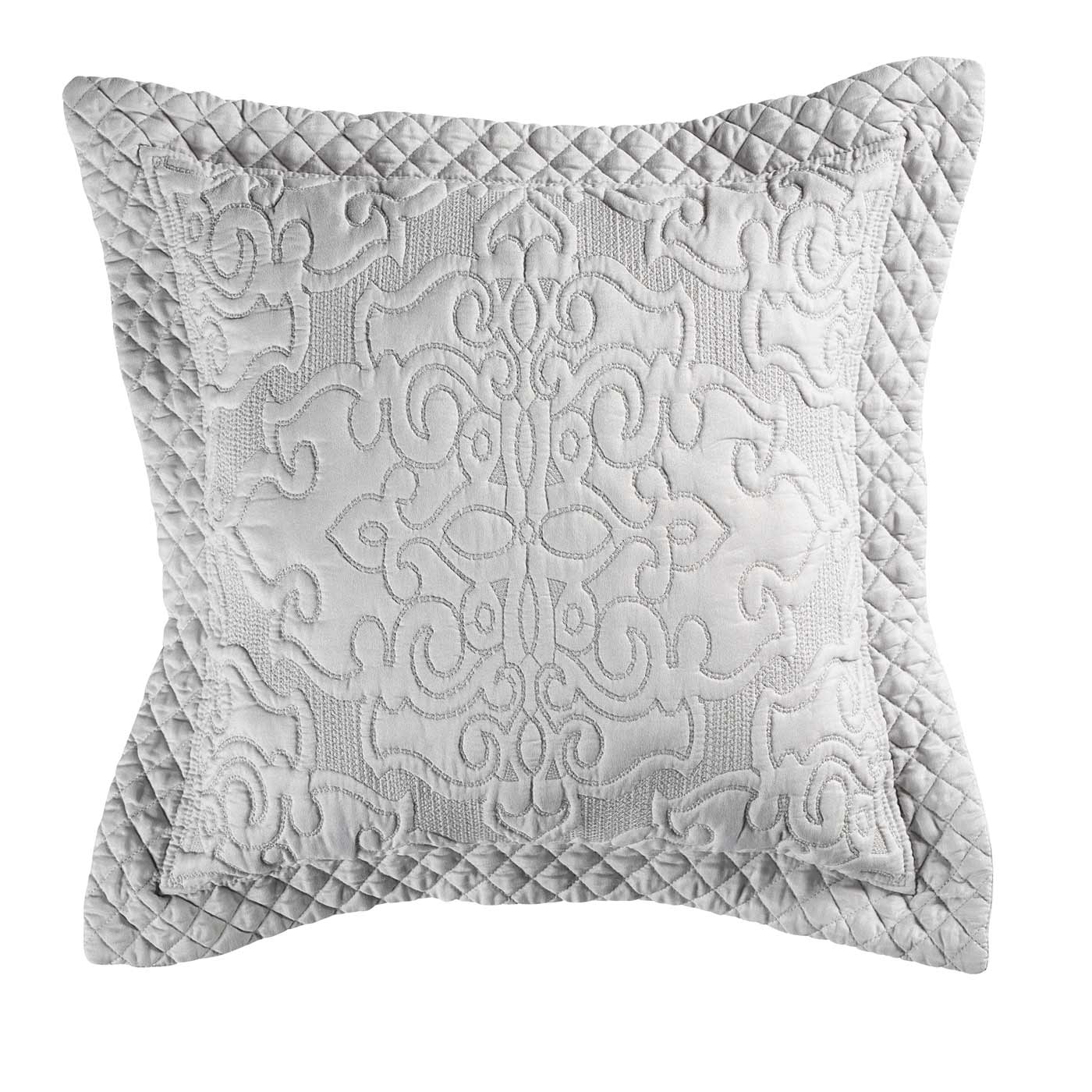 Bianca Laurent Square Silver Cushion - Elegant Decorative Throw Pillow for Sofa, Bed, Living Room & Home Decor