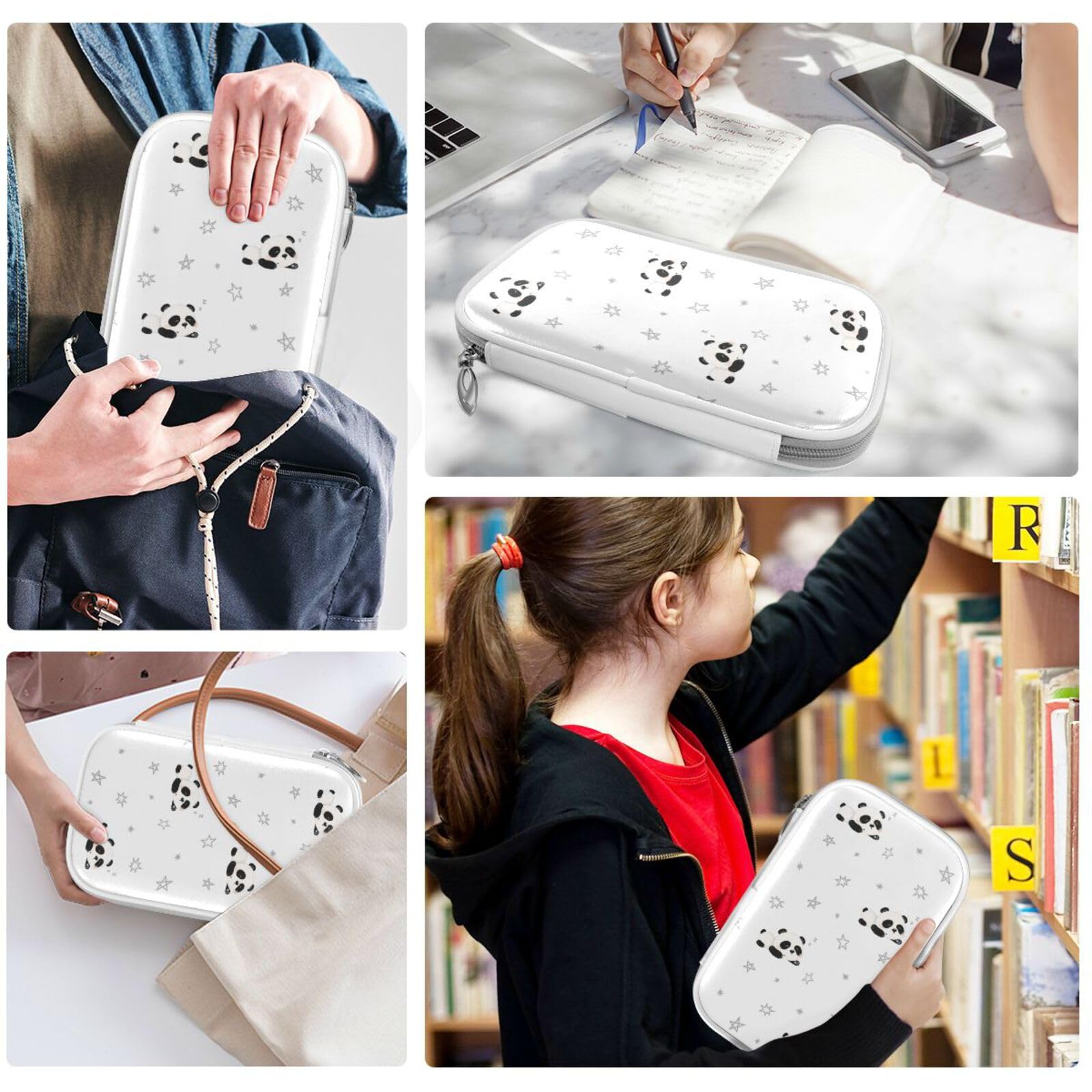 Cute Panda Pencil Case with Zipper for School & Office Supplies - Stationery & Makeup Organizer