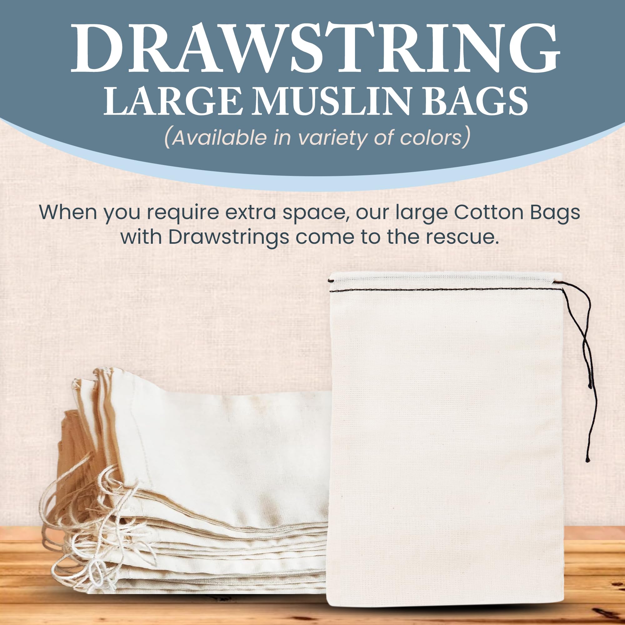 100pcs 8x10 Inch Large Cotton Muslin Drawstring Bags Bulk - Premium Party Favor & DIY Craft Gift Bags - 100% Natural USA-Made (Red Hem/Orange String) - Perfect for Wedding Favors, Baby Showers & Handmade Soap Packaging