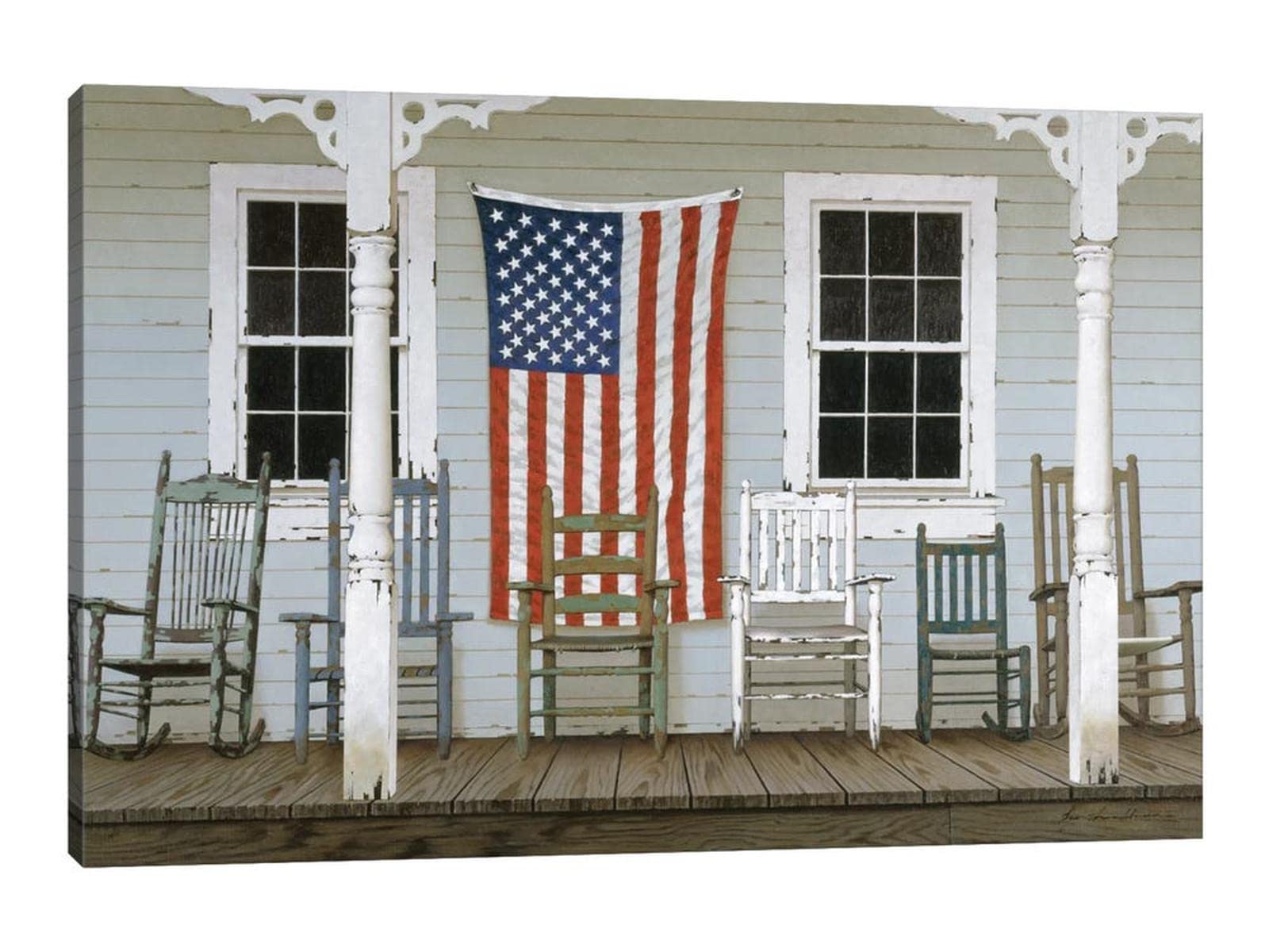 GUTTATY Farmhouse Wall Art - 28x40 Inch Rustic American Flag Canvas Print, Patriotic USA Decor for Living Room & Bedroom - Perfect for Country Style Home, Office, and Cabin Wall Decor