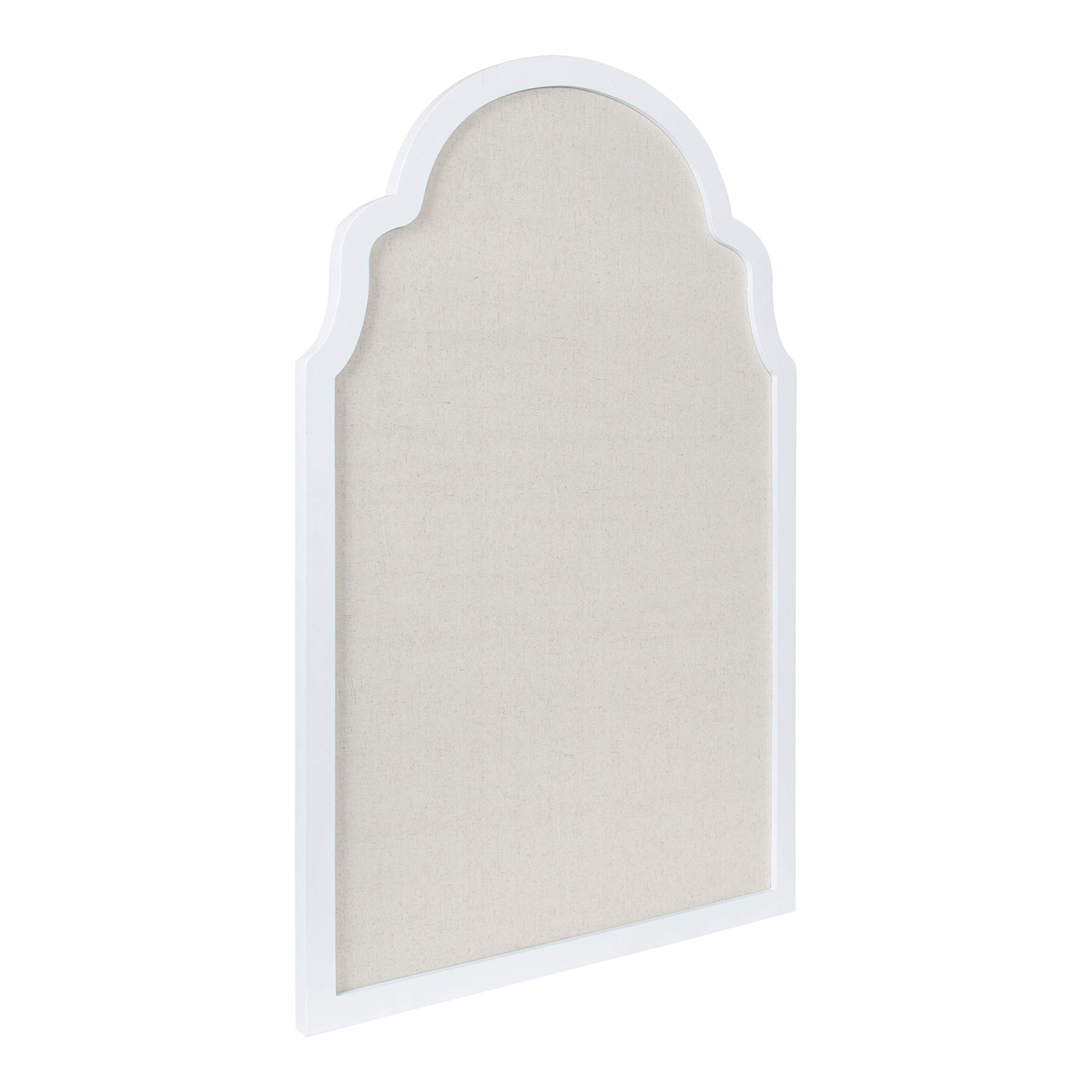 Kate & Laurel Holbrook Farmhouse Framed Fabric Pinboard - 24x36 Inch White Decorative Bulletin Board for Wall | Perfect for Home Office, Dorm Room & Kitchen Organization