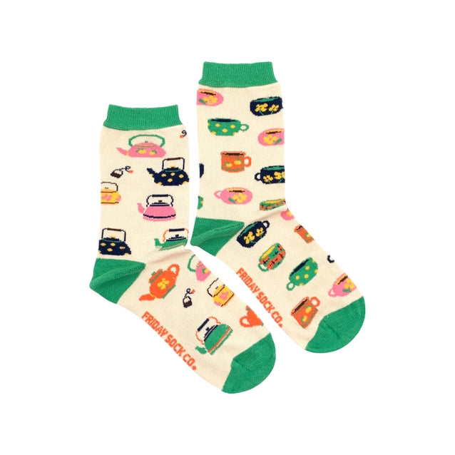 Stylish Mismatched Tea Kettle Socks - Fun Novelty Socks for Tea Lovers - Perfect Gift for Tea Parties & Cozy Home Wear