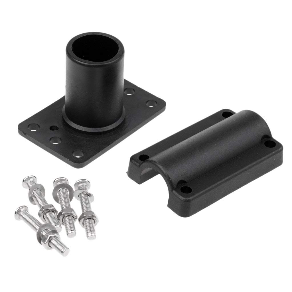 360° Adjustable Black Nylon Fishing Rod Holder for Kayak, Boat & Yacht - Side/Rail/Flush Mount Pole Support Bracket - Perfect for Saltwater & Freshwater Fishing Trips