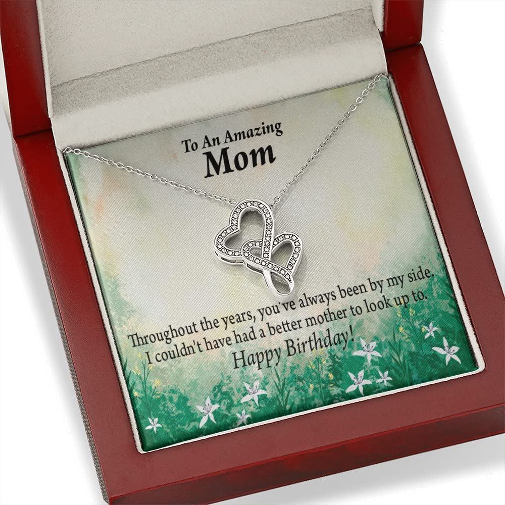 Double Hearts Necklace Gift for Mom - Birthday, Anniversary, Graduation Present from Son or Daughter with Message Card | Express Love & Appreciation | Perfect for Mother's Day, Christmas & Special Occasions