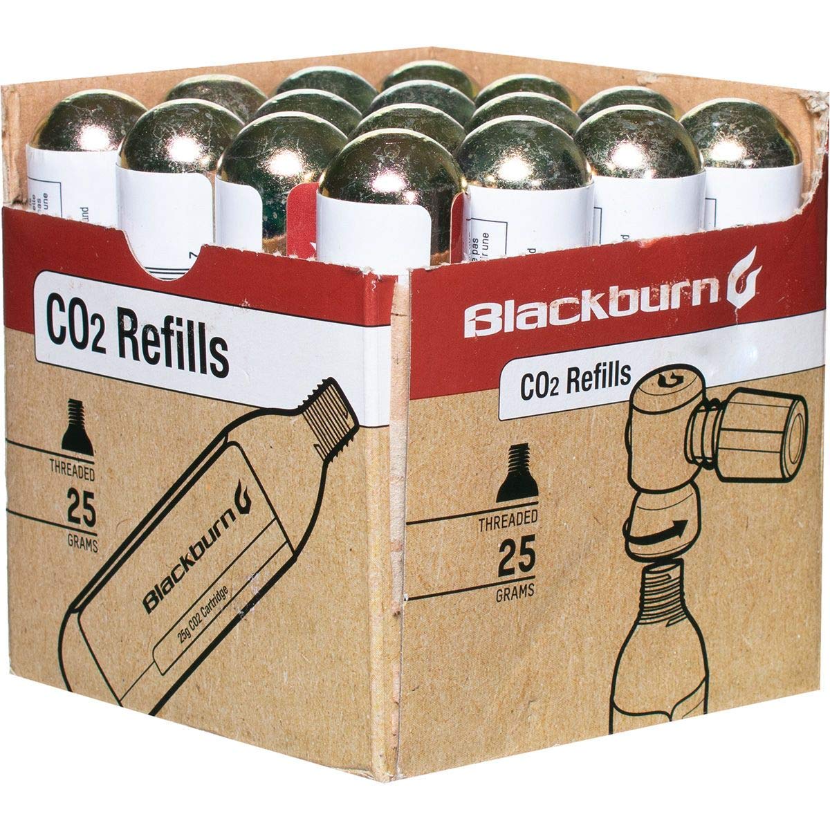 Blackburn CO2 Cartridges for Bike Tires - 25g, 16 Pack - Portable Bicycle Tire Inflator for Road & Mountain Bikes - Perfect for Emergency Repairs & Cycling Adventures