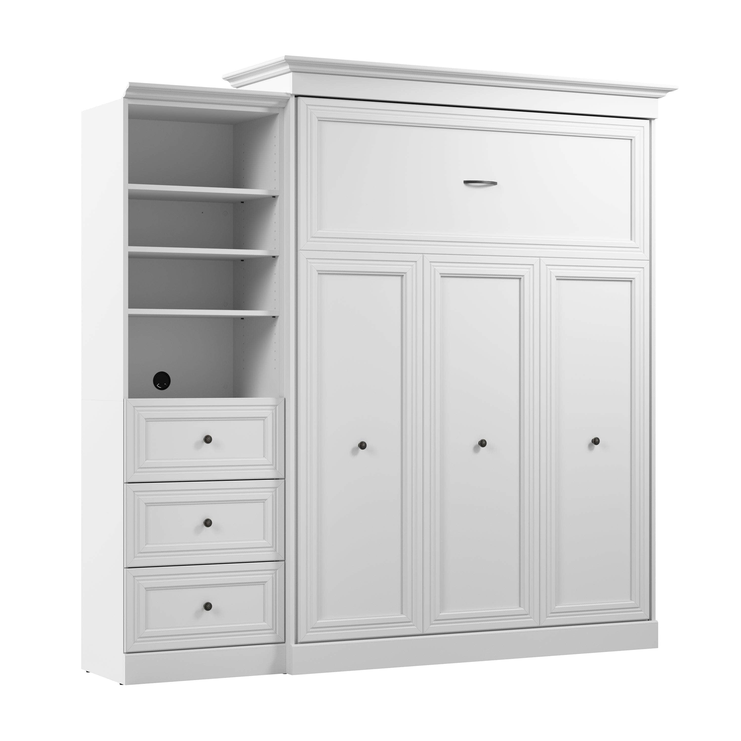 Space-Saving Queen Murphy Wall Bed with Built-In Closet & Drawers - 2 Color Options | Perfect for Small Apartments, Guest Rooms & Home Offices