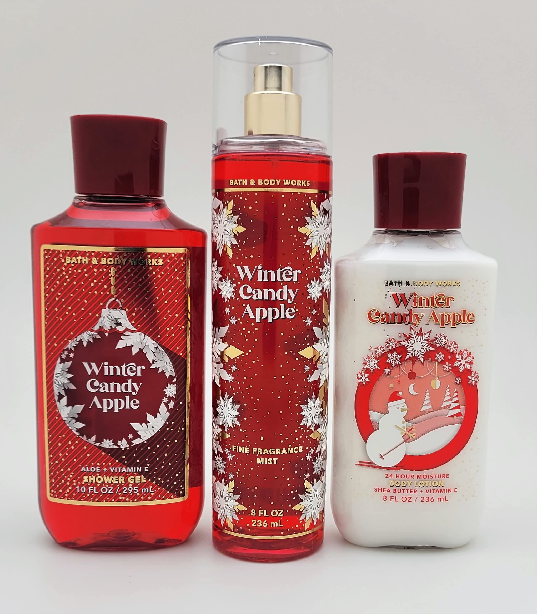 Bath & Body Works Winter Candy Apple 3-Piece Gift Set - Shower Gel, Body Mist & Lotion - Holiday Scent for Women - Perfect for Christmas Gifts & Winter Self-Care