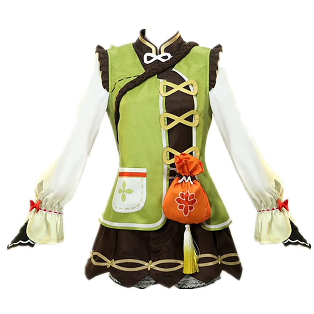 Genshin Impact YaoYao Cosplay Costume Full Set for Women - Halloween Anime Party Outfit with Wig, Shoes & Pack Basket Doll | Perfect for Conventions, Cosplay Events & Themed Parties