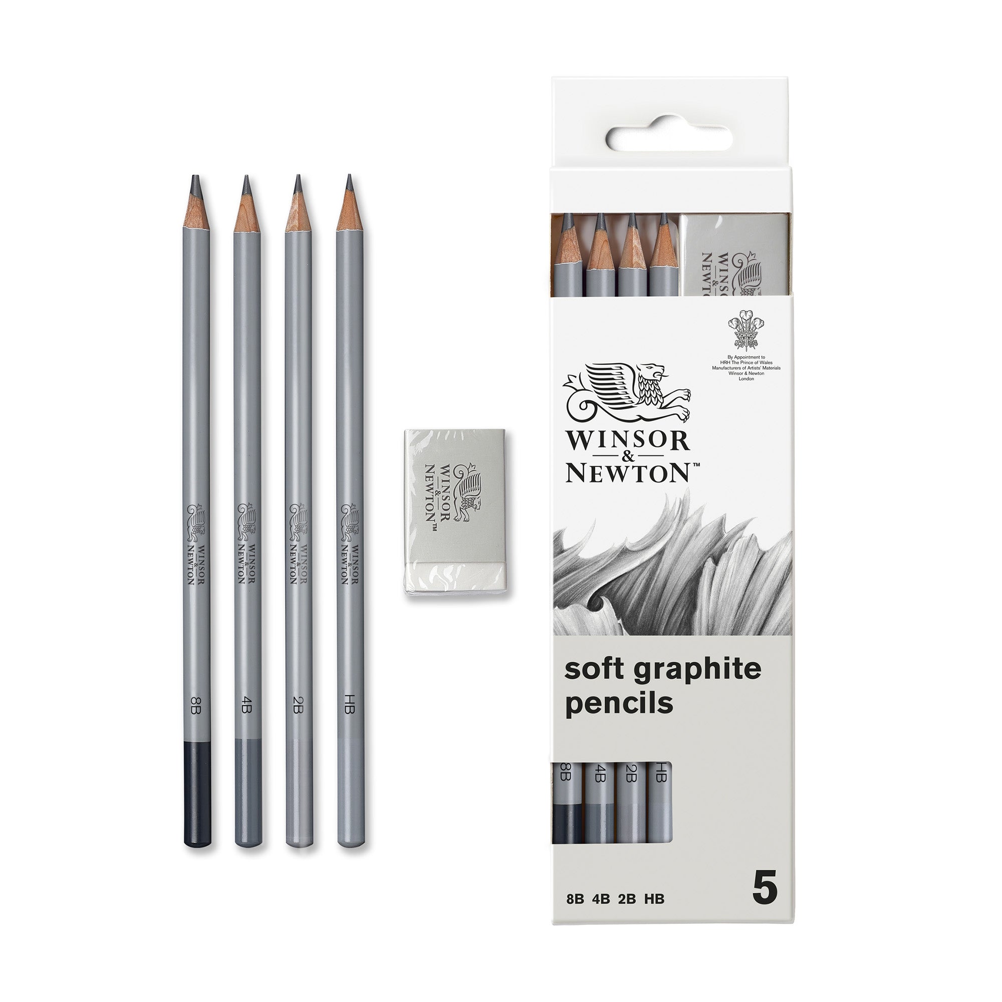 5-Piece Professional Studio Graphite Pencil Set - Soft (2B-6B) for Sketching, Drawing & Shading - Perfect for Artists, Students & Designers