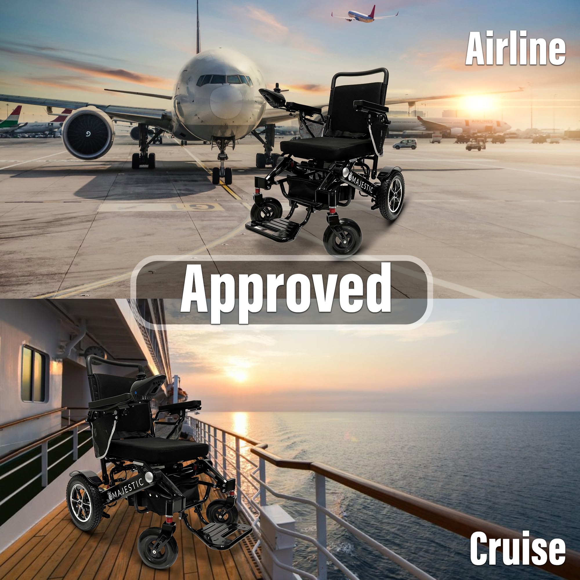 MALISA Electric Wheelchair for Adults - Automatic Folding Power Wheelchair, Lightweight Portable Motorized Wheelchair with All-Terrain Capability (Black Frame) - Ideal for Indoor/Outdoor Use, Travel & Daily Mobility Assistance
