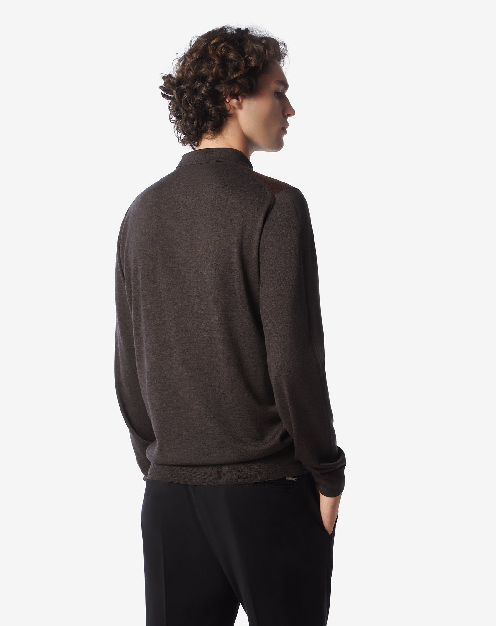 Corneliani Men's Merino Wool Zip-Up Polo Shirt in Brown - Perfect for Casual Outings & Business Casual Wear