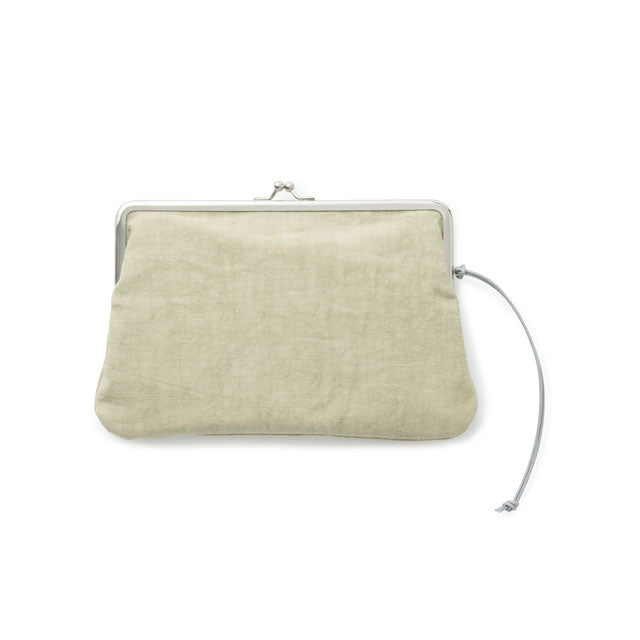 Premium Light Green Linen Clasp Pouch - Japanese Gamaguchi Style Cosmetic & Makeup Bag | Travel Toiletry Organizer, Stationery Pouch, Bag-in-Bag for Women's Essentials | Perfect for Travel, Daily Use & Gift Giving
