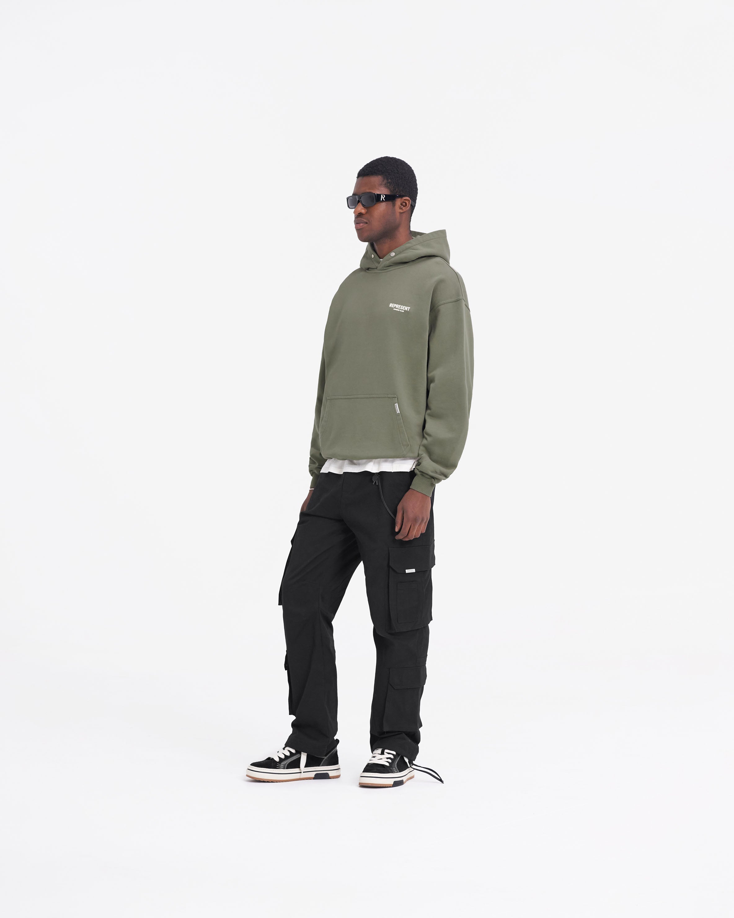 Represent Owners Club Hoodie - Olive Green Pullover for Men & Women | Streetwear Fashion, Casual Wear, Gym & Lounge Outfit