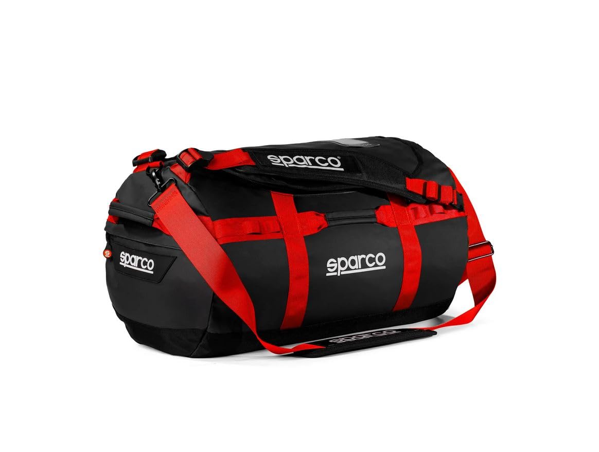 Sparco Dakar-S Travel Bag - Durable Black & Blue Carry-On Luggage for Adventure Travel, Camping, and Outdoor Sports