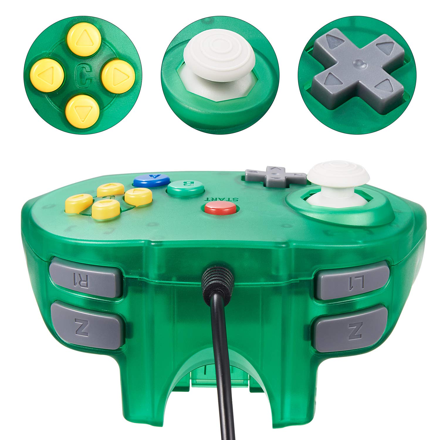 MODESLAB Classic N64 Controller - Wired 64-bit Gamepad Joystick for Nintendo 64 Console - Compatible with N64 Video Games System (Forest Green) - Perfect for Retro Gaming & Multiplayer Sessions