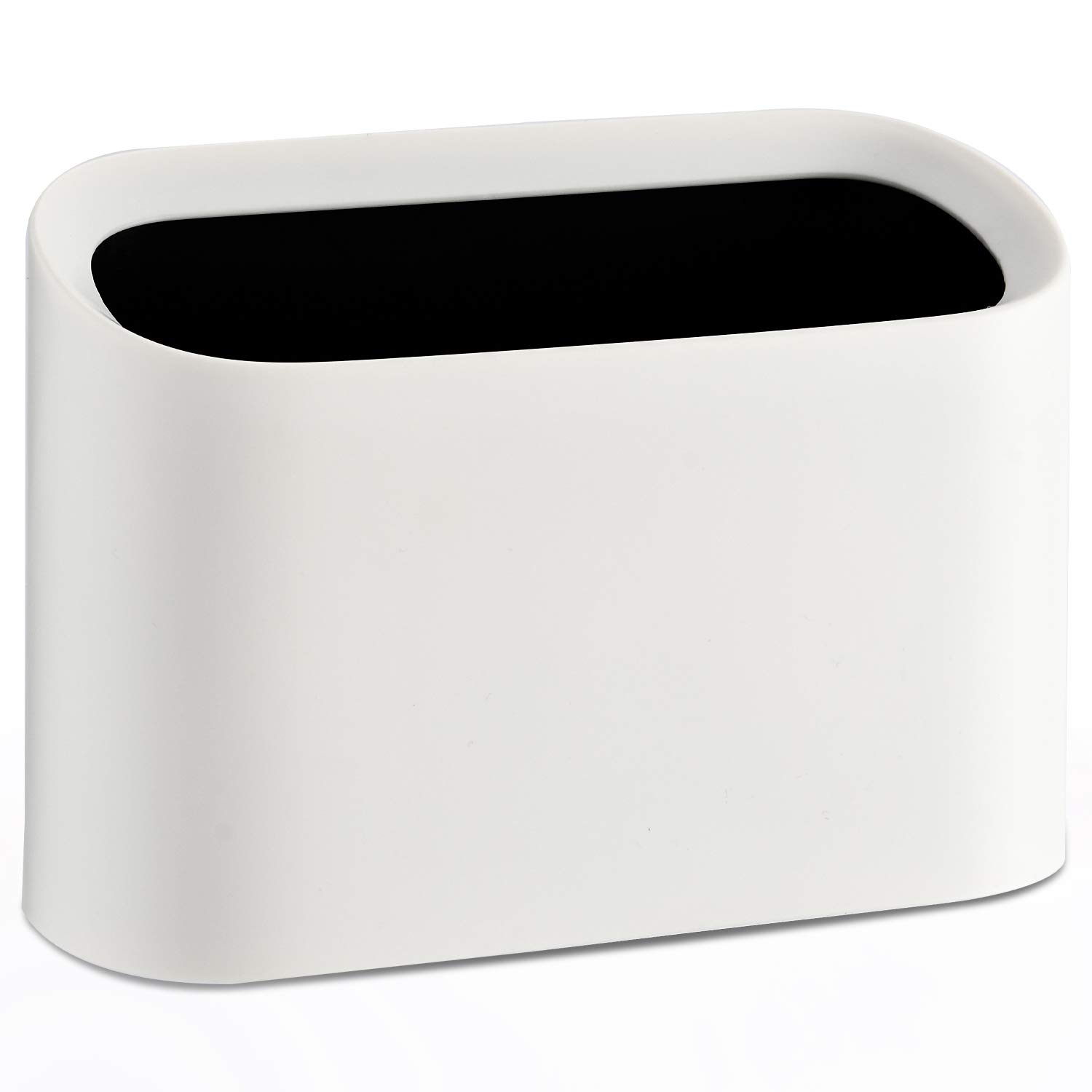 SUBEKYU 0.4 Gallon Mini Countertop Trash Can - Small Plastic Waste Bin for Office, Kitchen, Bathroom & Bedroom - Compact Desktop Garbage Can in White - Perfect for Desks, Nightstands & Small Spaces