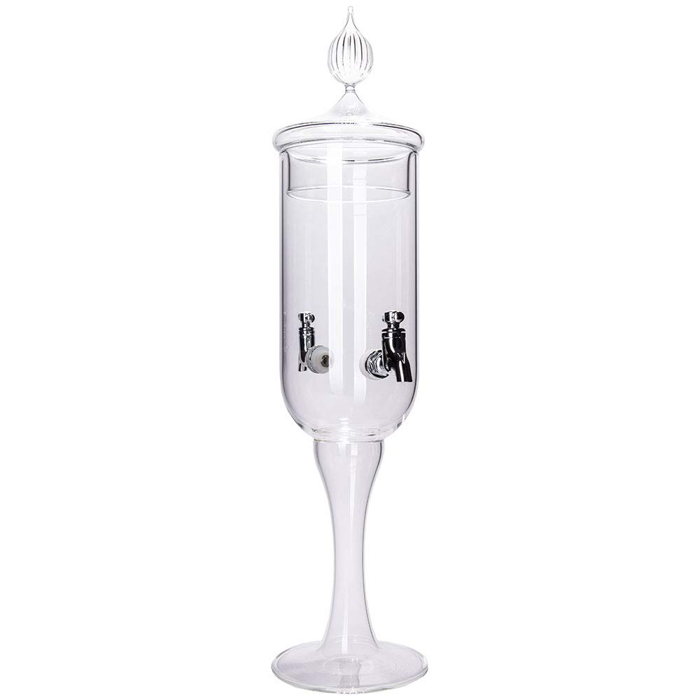 Premium Absinthe Fountain Petite by ALANDIA - Handcrafted Mouthblown Glass with 2 Spouts for Easy Pouring | Perfect for Home Bars, Cocktail Parties & Bohemian Decor
