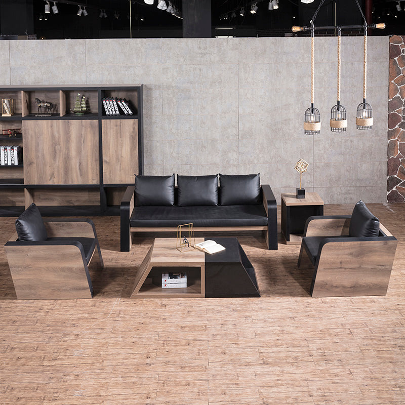 FRANCO Single Seater Sofa - Modern Accent Chair with Warm Oak Wood Frame & Black Upholstery - Perfect for Living Room, Bedroom or Office Decor
