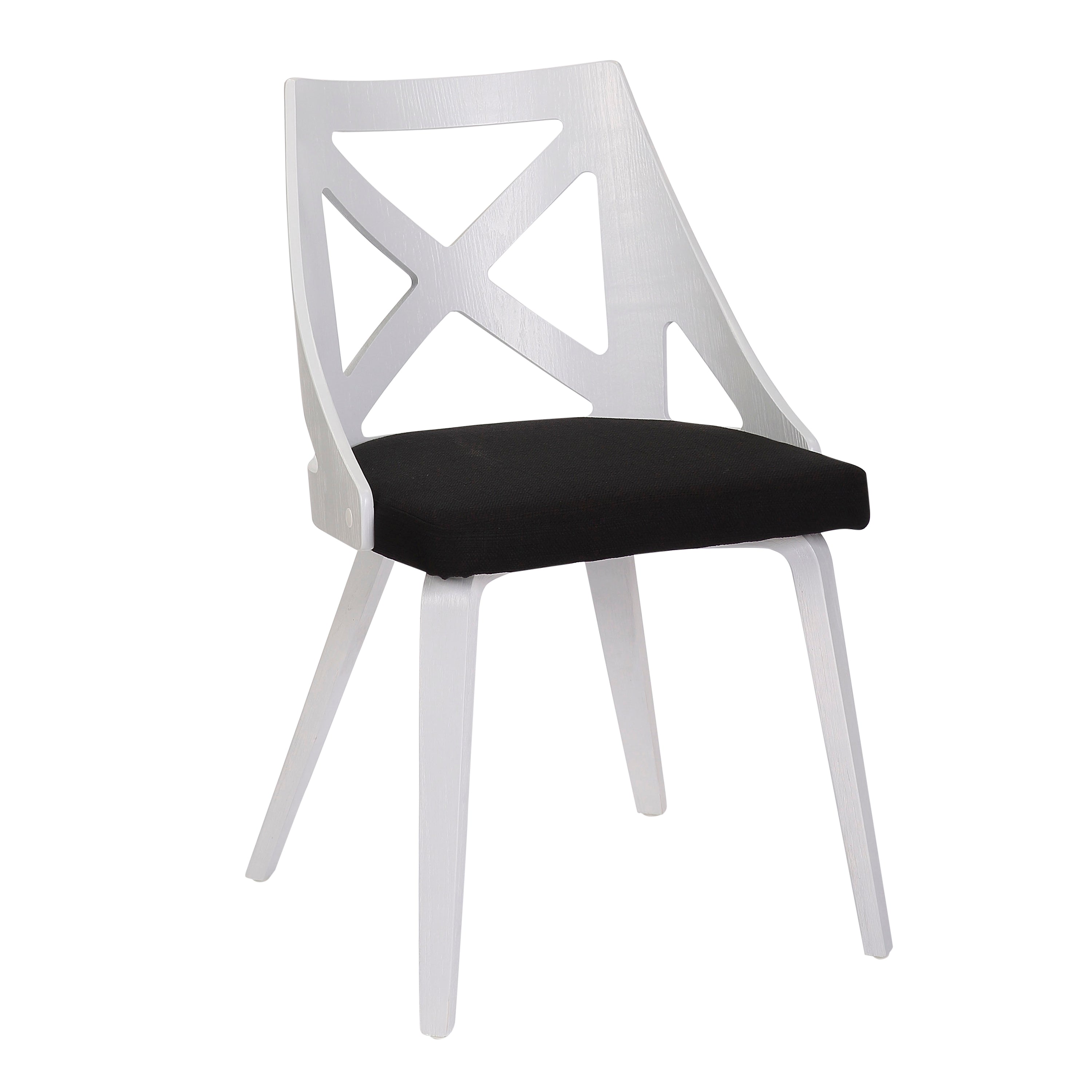 LumiSource Charlotte Farmhouse Chair Set of 2 - White Textured Wood & Charcoal Fabric Upholstered Dining Chairs | Perfect for Farmhouse Kitchens, Dining Rooms & Cozy Breakfast Nooks