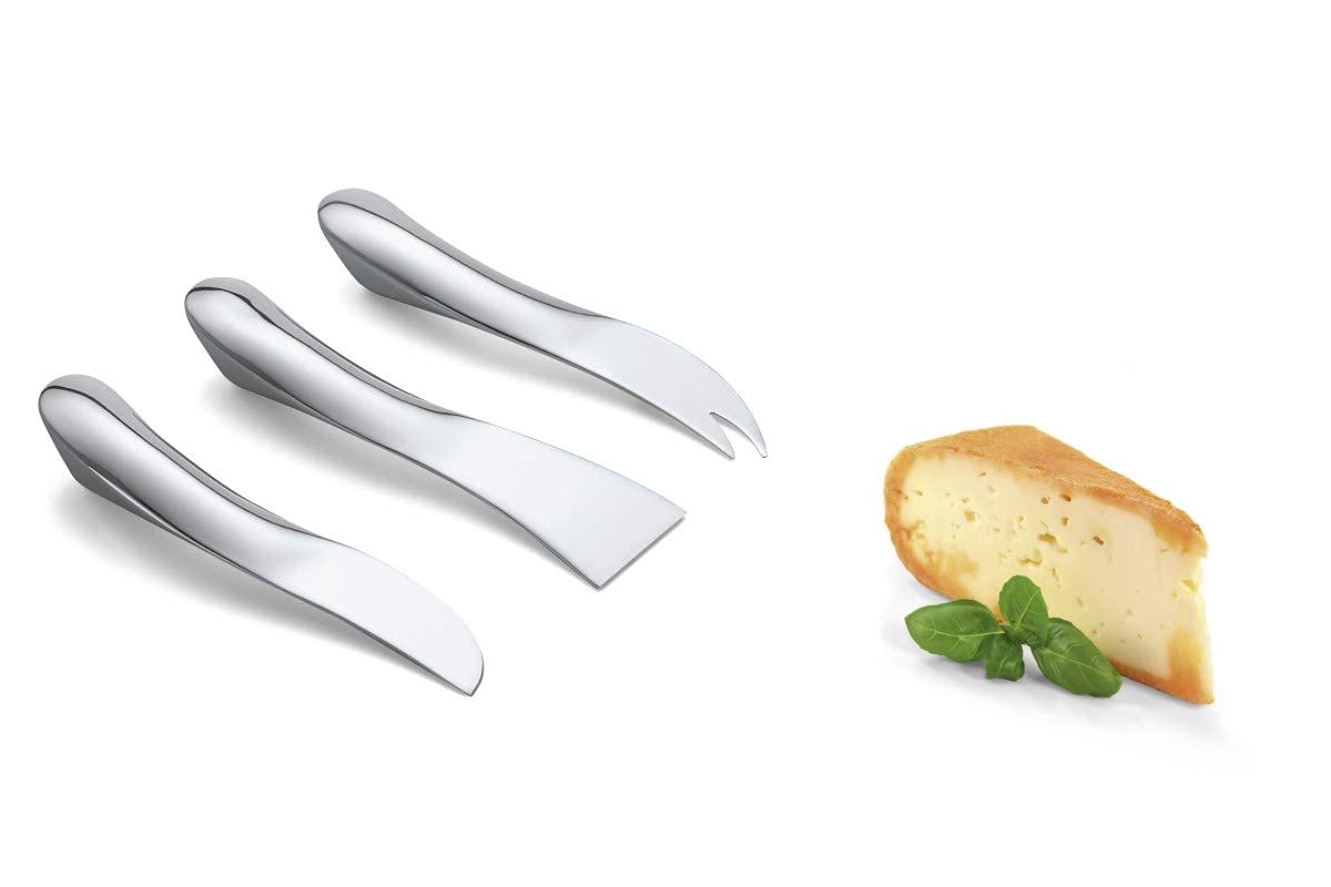 Premium Set of 3 Stainless Steel Wave Cheese Knives - Perfect for Cheese Boards, Charcuterie Platters & Entertaining Guests