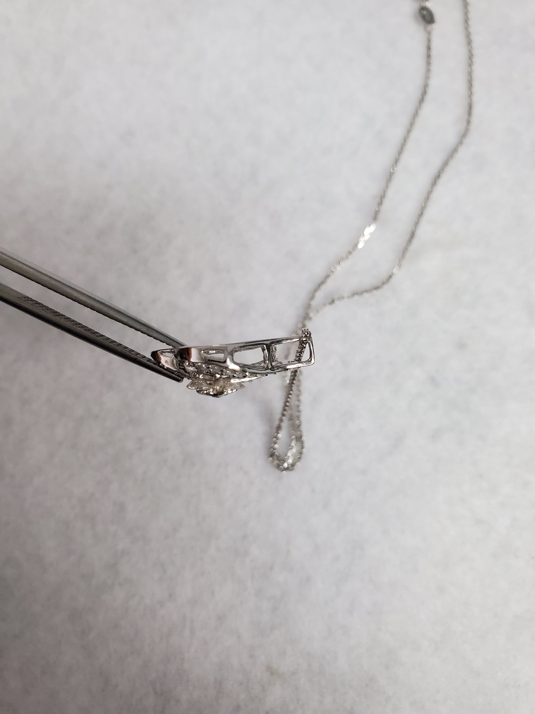 Floral Diamond Pendant Necklace .48cttw 18k White Gold - Elegant Jewelry Gift for Women, Perfect for Weddings & Special Occasions