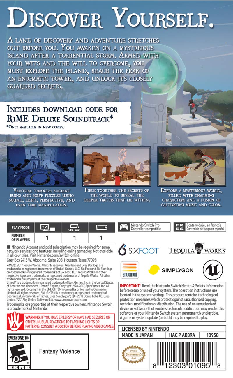 RiME - Nintendo Switch Game - Adventure Puzzle Game for Kids & Adults - Perfect for Travel & Family Game Nights