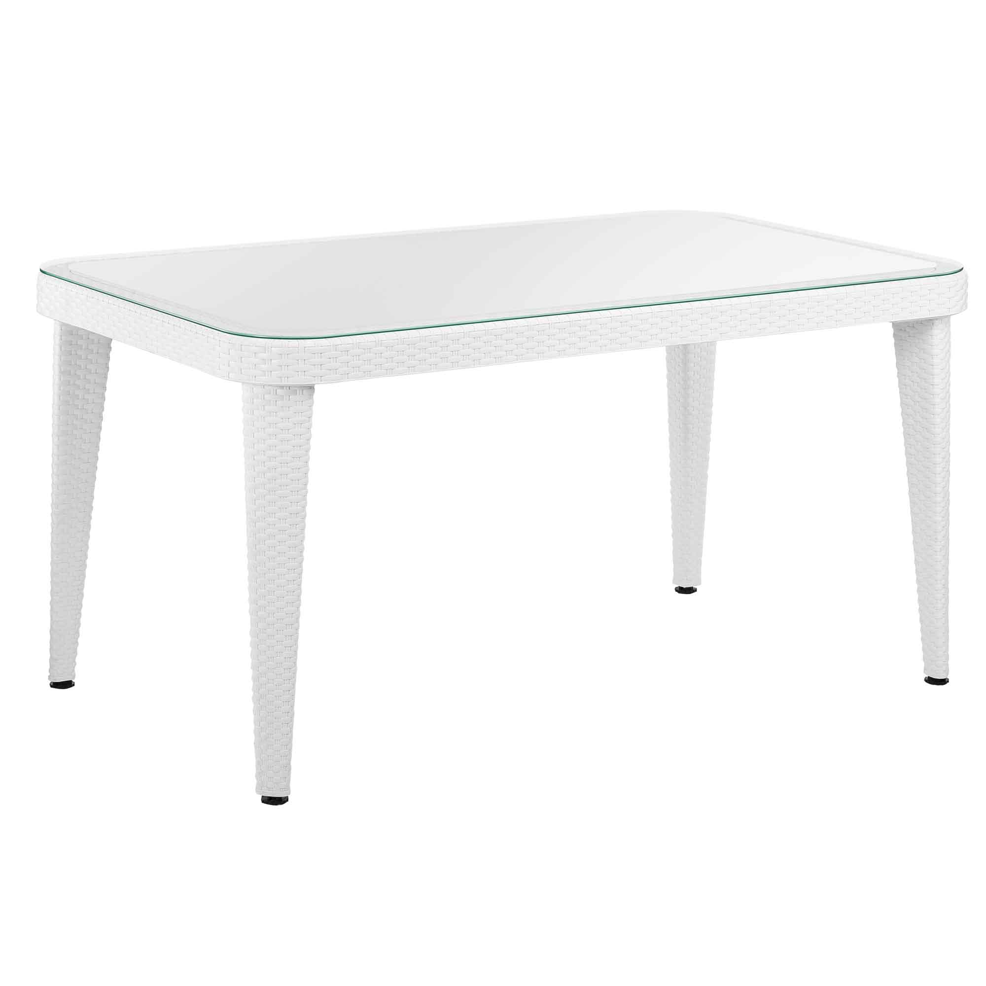 Weather-Resistant Outdoor Dining Table - 90x150cm White PP/Fiberglass Patio Furniture for Garden, Backyard & Poolside Dining - DG210