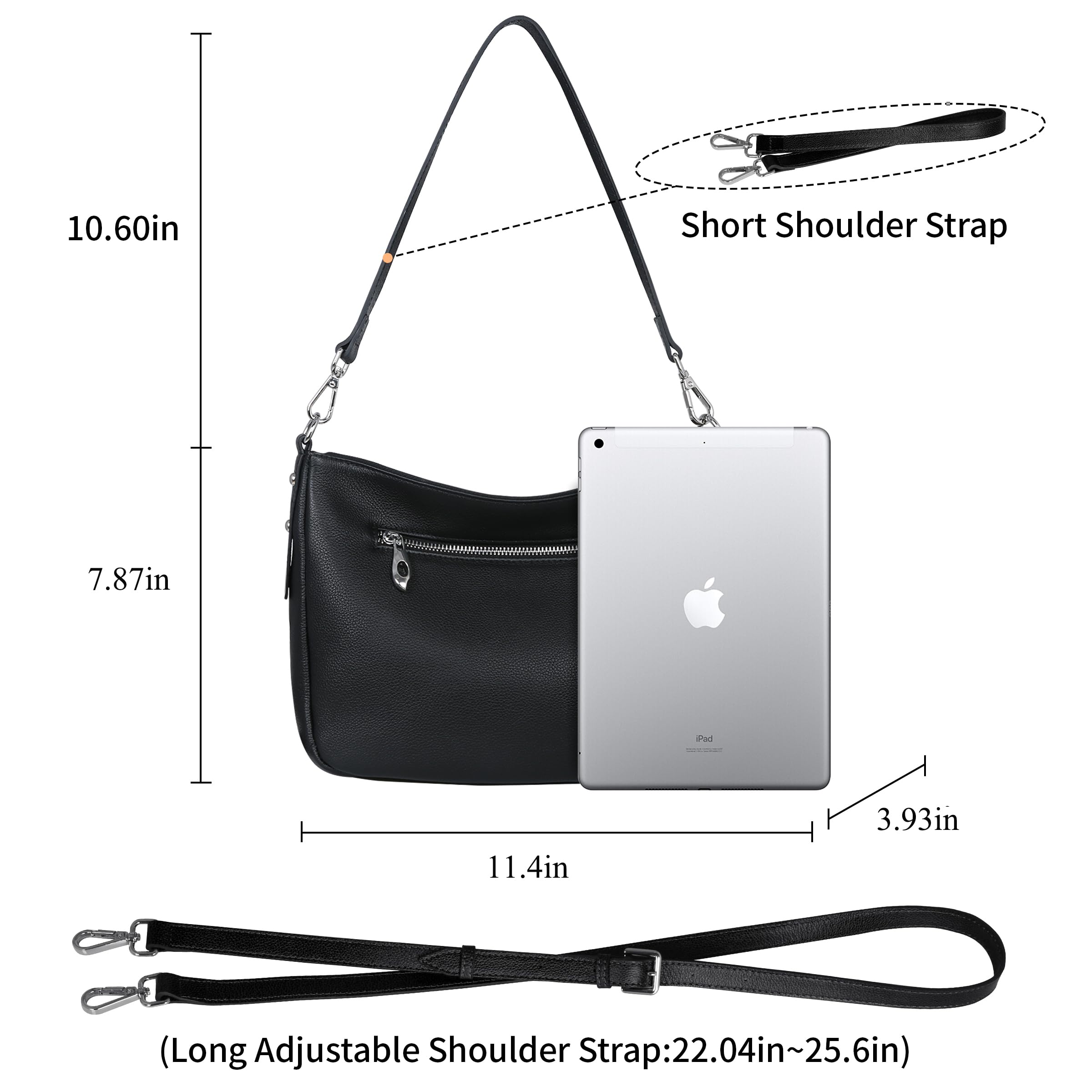 HESHE Women's Genuine Leather Shoulder Bag - Crossbody Purse Hobo Handbag with Adjustable Strap, Medium Size Sling Bag for Everyday Use | Perfect for Work, Travel & Casual Outings