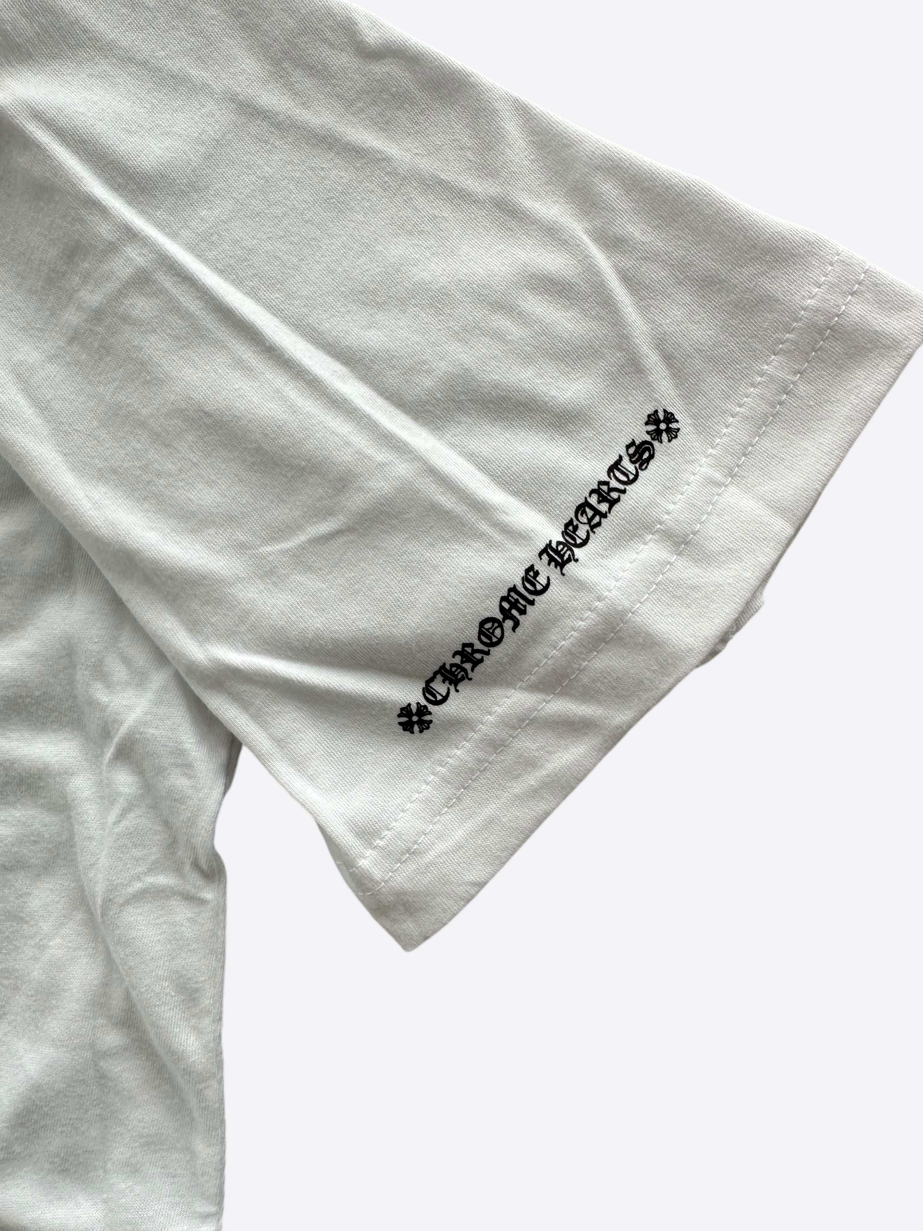 Chrome Hearts White & Black Scroll Logo T-Shirt for Men | Gothic Streetwear Fashion | Perfect for Concerts, Parties & Casual Outfits