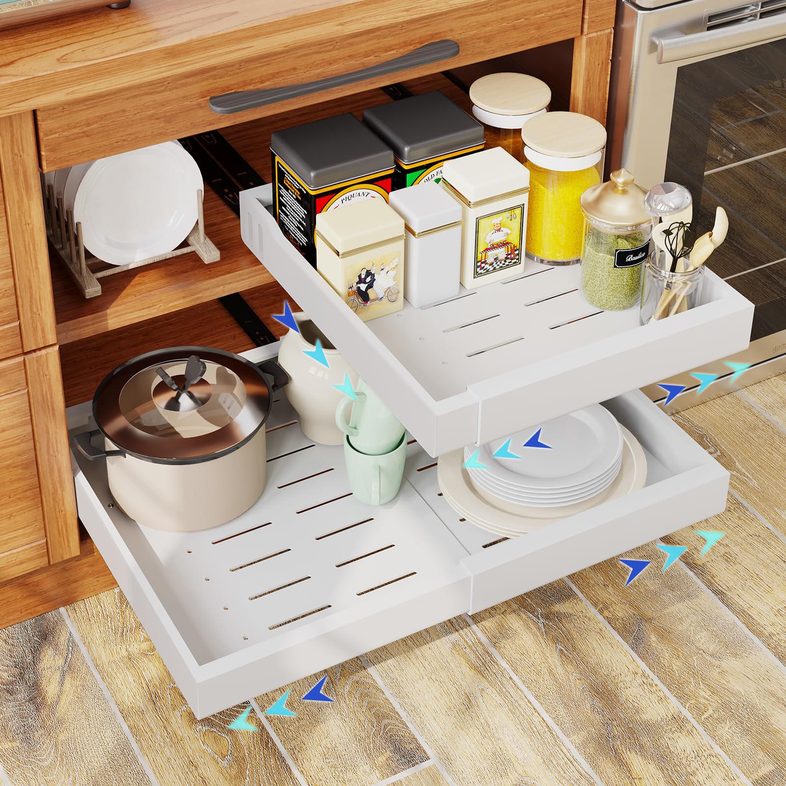 Expandable Pull Out Cabinet Organizer - Heavy Duty 16.5