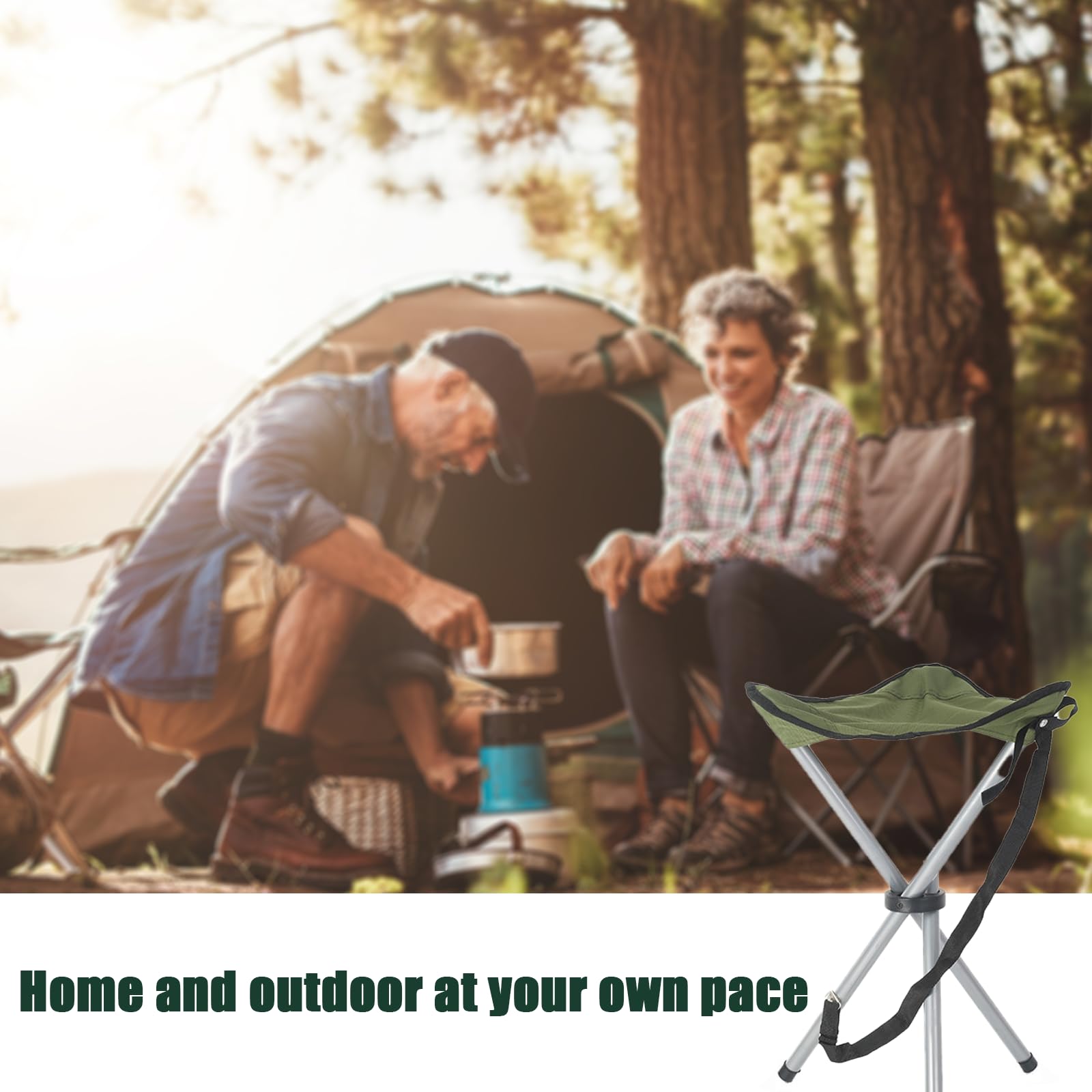 Portable Folding Camping Stool - 16.5 Inch Lightweight Tripod Seat for Outdoor Activities | Perfect for Camping, Hiking, Fishing, Hunting, Beach, Picnic, BBQ & Garden Use (Green)