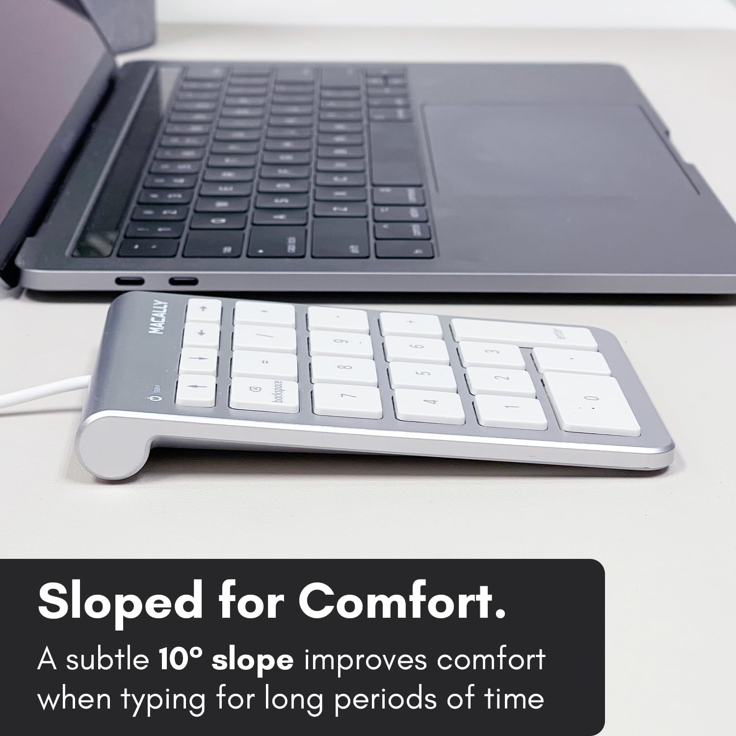 Macally Wired USB C Number Pad Keyboard - 10-Key Numeric Keypad for MacBook Pro/Air, iMac, Windows PC & iPad - USB-C Numpad with 5ft Cable for Office Work, Accounting & Data Entry