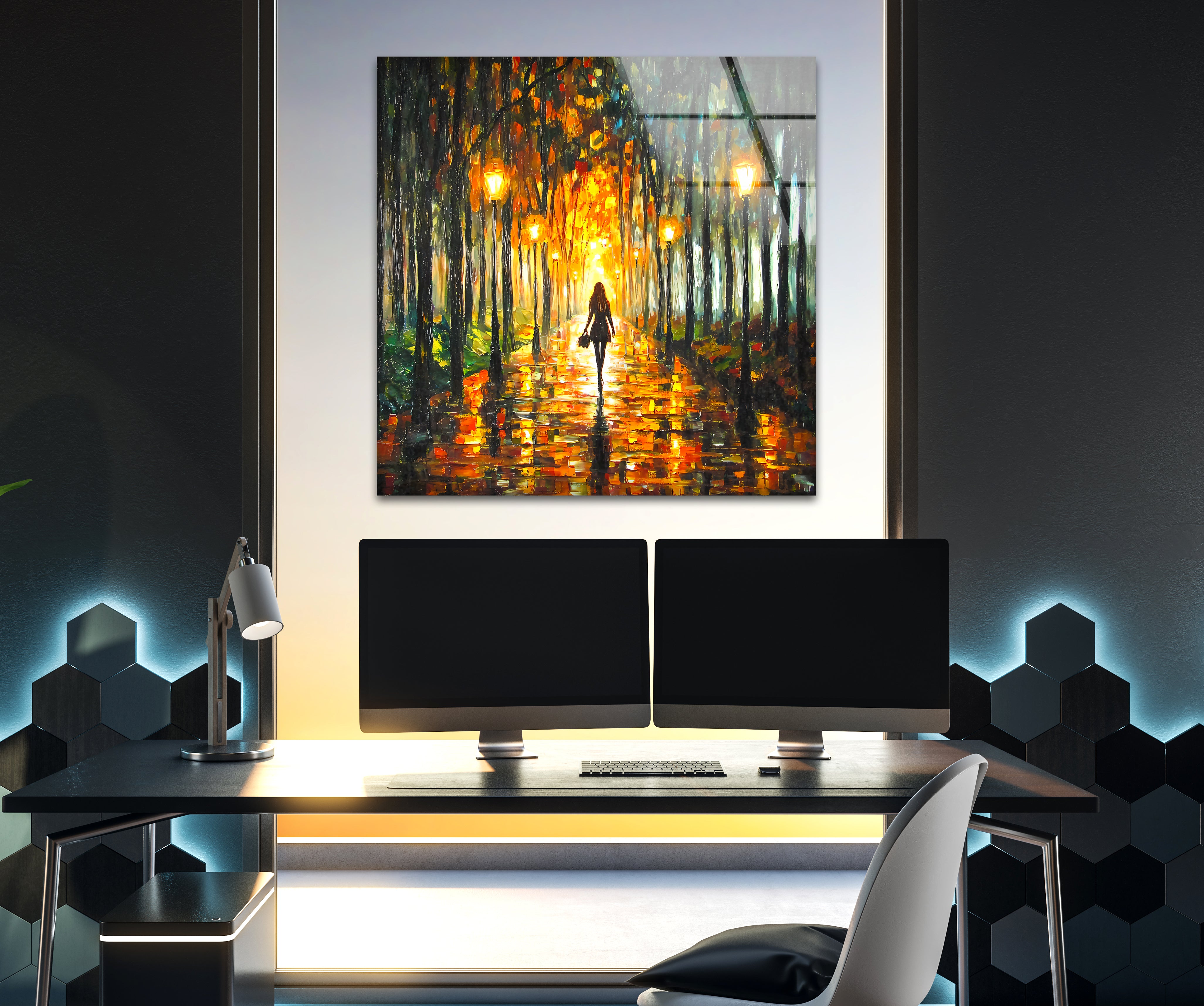 Original Afremov Woman Art Glass Wall Painting - Handmade Canvas Print for Living Room, Bedroom & Office Decor