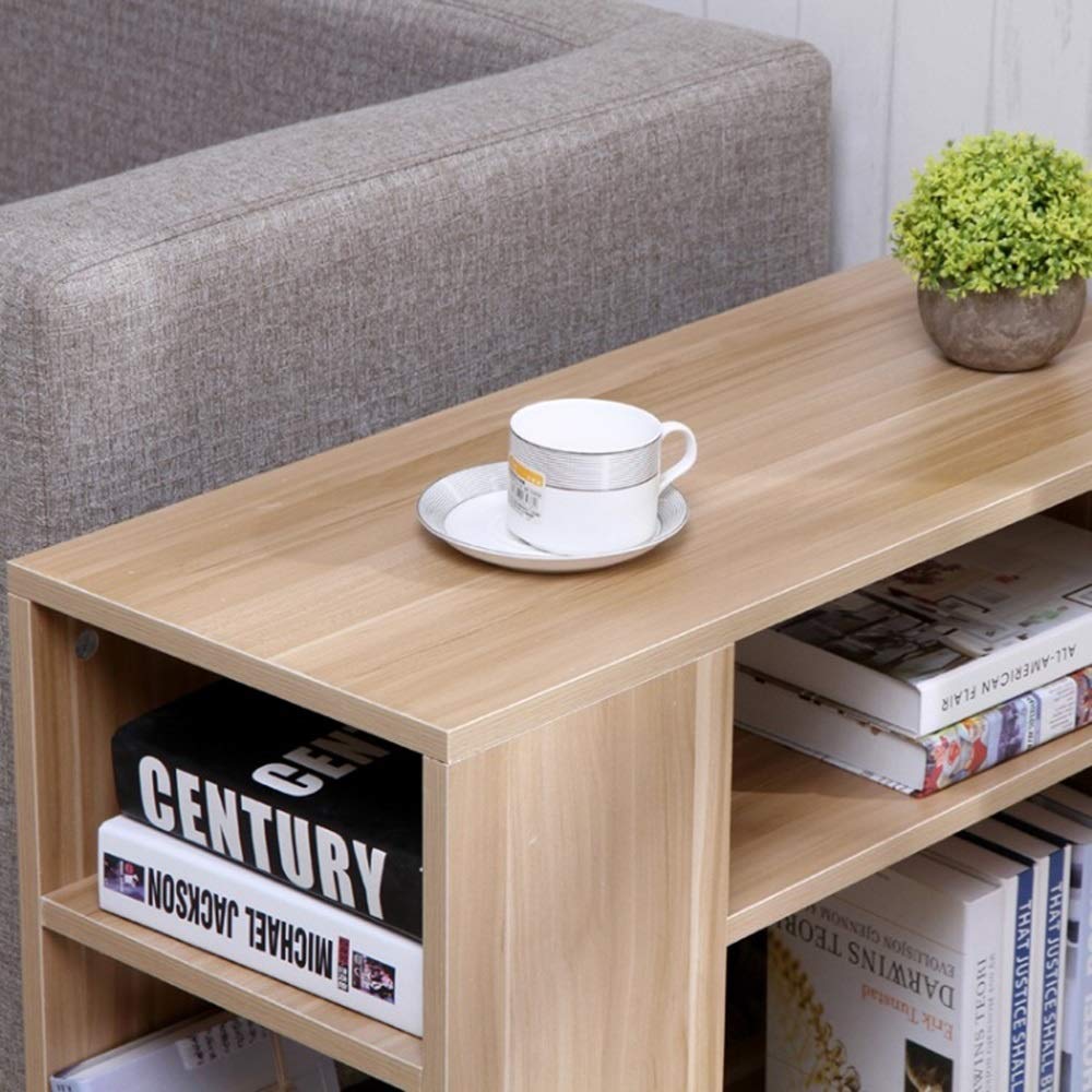 3-Tier Rolling Coffee Table with Casters - Solid Wood Mobile Side Table for Sofa, Bed & Small Apartments | Open Storage Shelf for Snacks, Books & Living Room Essentials (80x30x50cm)