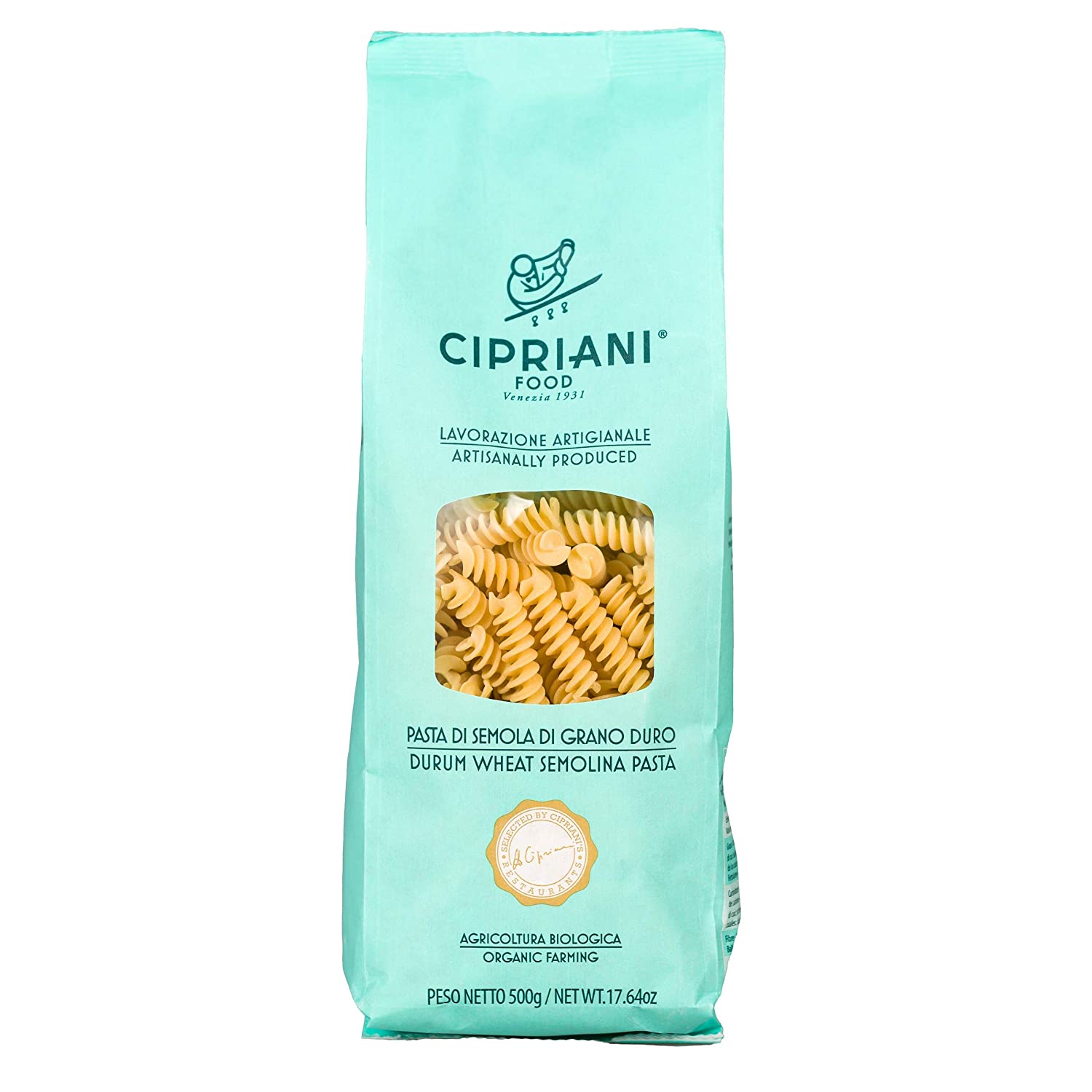 Organic Fusilli Pasta by Cipriani Food - 17.64 oz (4 Pack) | Premium Italian Pasta for Family Dinners, Pasta Salads & Gourmet Meals