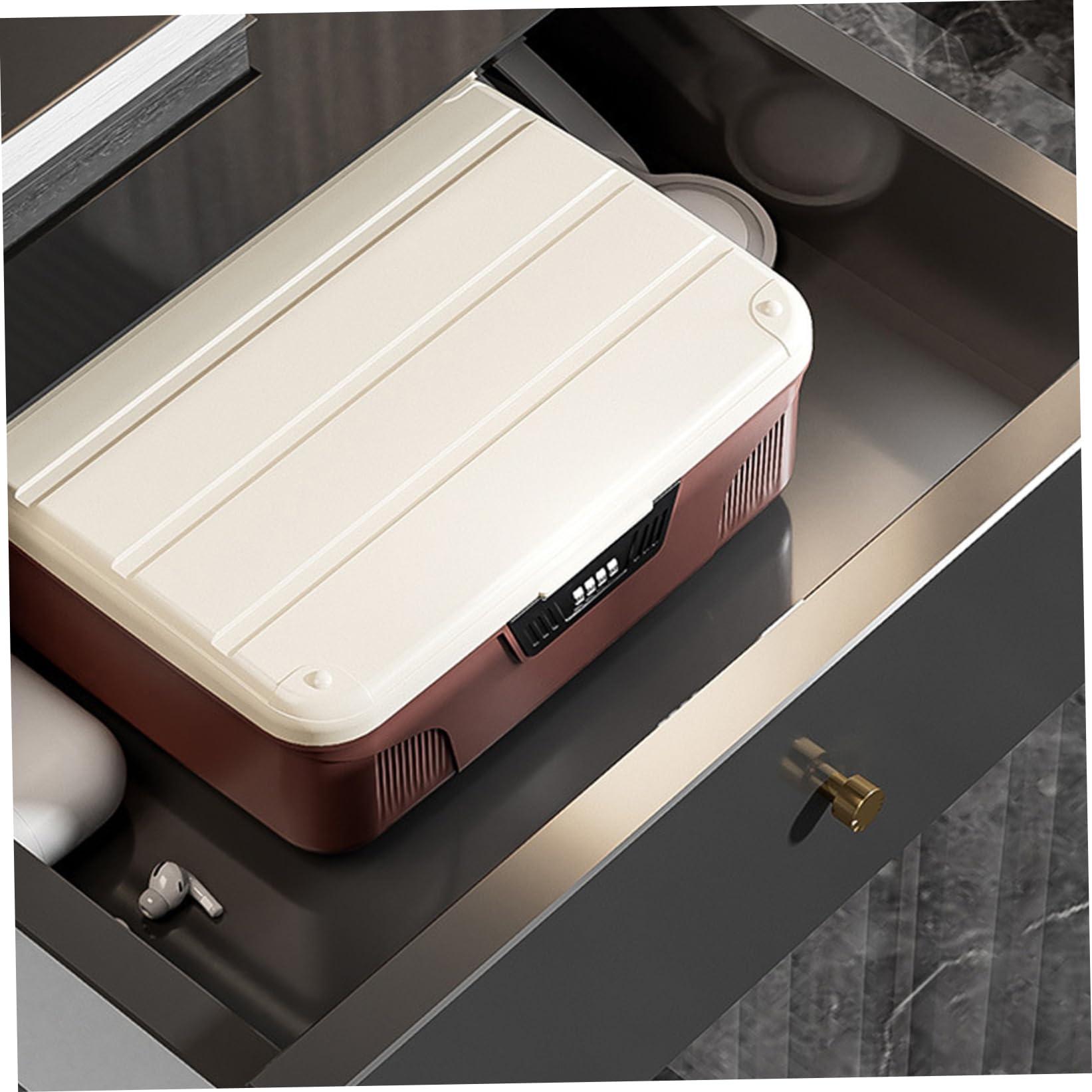 Lockable Storage Box with Partition & Combination Code - Secure Medicine Organizer, Refrigerator Lock Box for Medical Documents - Perfect for Home, Office, and Healthcare Facilities