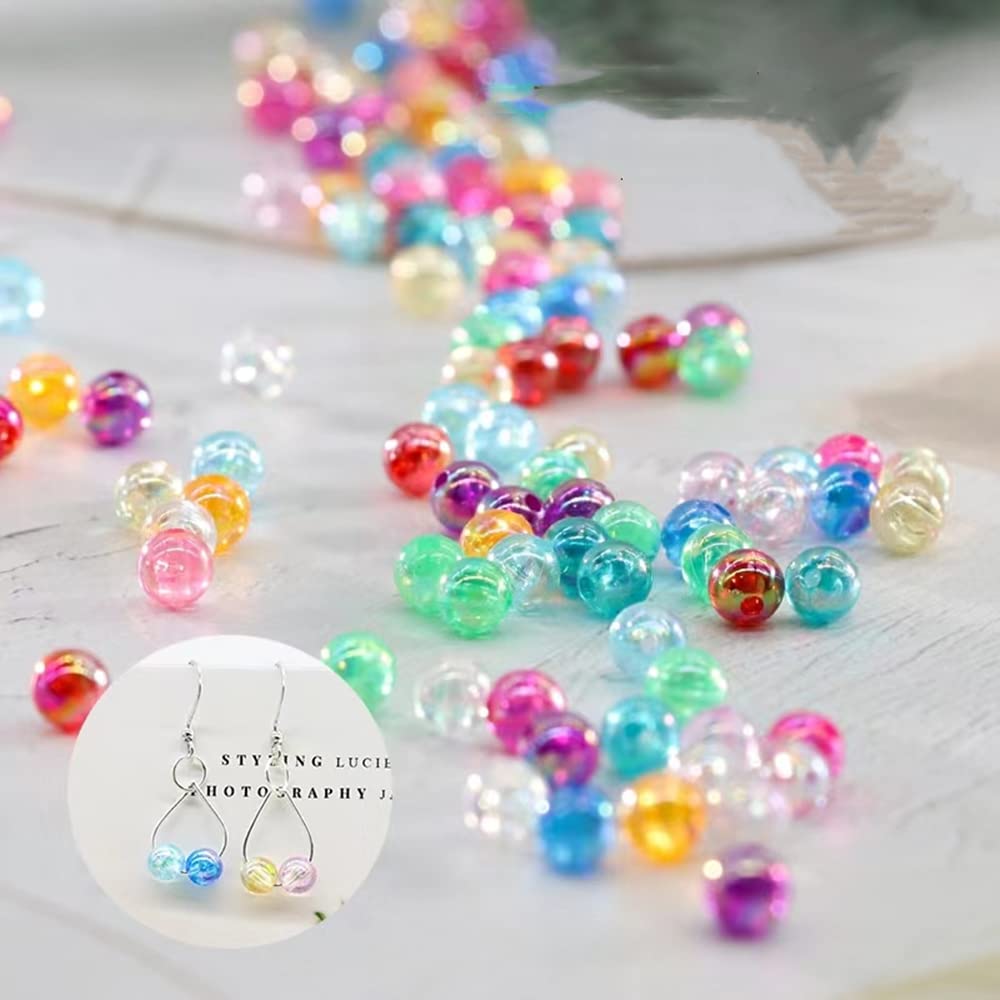 300 Pcs 8mm Clear AB Acrylic Round Spacer Beads for Jewelry Making - DIY Craft Beads for Earrings, Bracelets, Necklaces & Keychains (Perfect for Beading, Scrapbooking & Home Decor Projects)