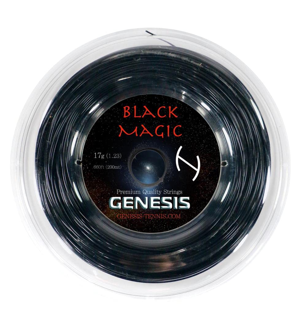 Genesis Black Magic Tennis String Reel Set - 660 Feet (200m) Premium Polyester String for Tennis Rackets | Durable Control & Spin | Perfect for Competitive Play & Stringing Services