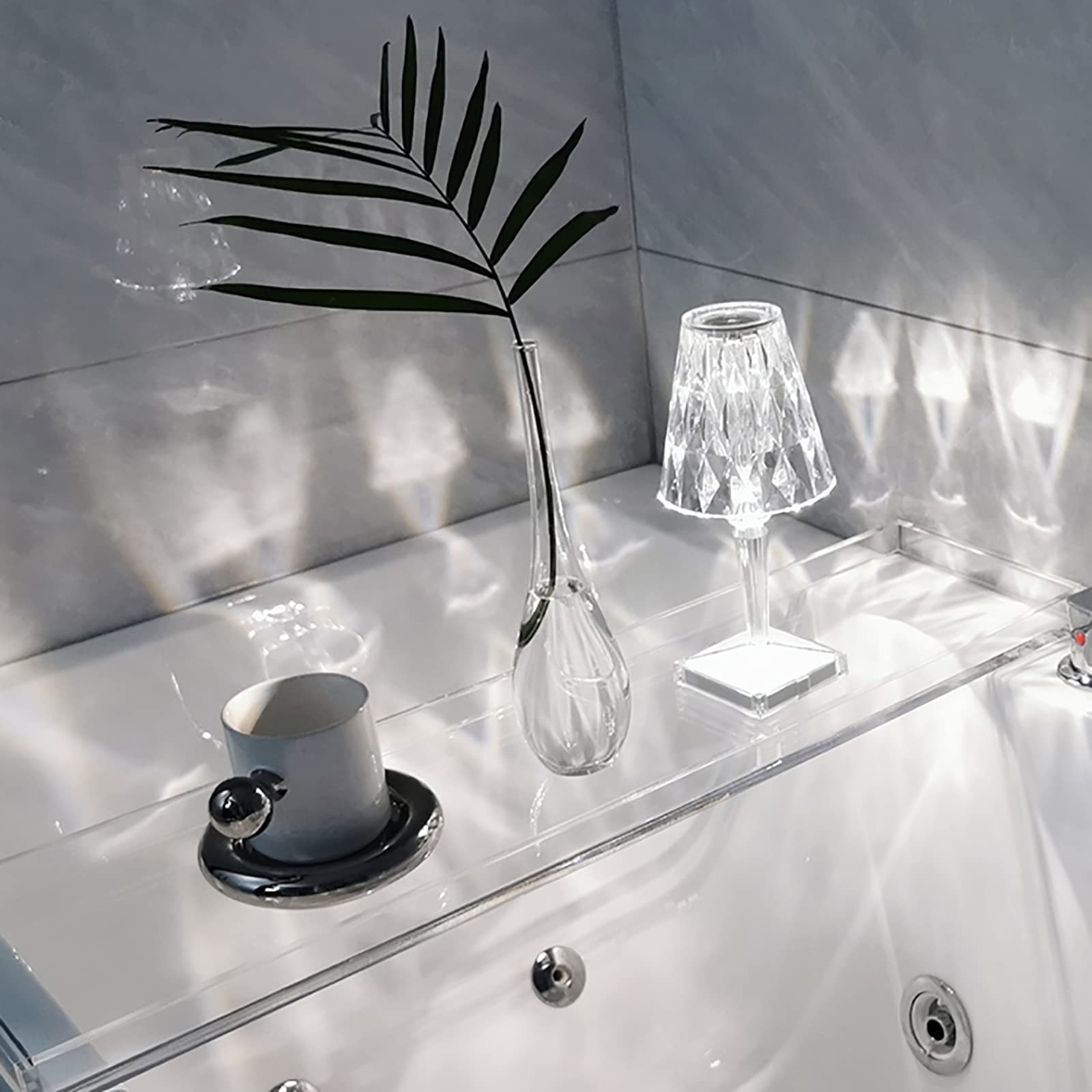 Clear Acrylic Bathtub Tray - 76cm & 82cm Spa Bath Organizer with Non-Slip Design | Perfect for Bathroom Storage, Shower Caddy & Toilet Organization (82x20x3cm) | Ideal for Relaxing Baths, Spa Days & Bathroom Decluttering