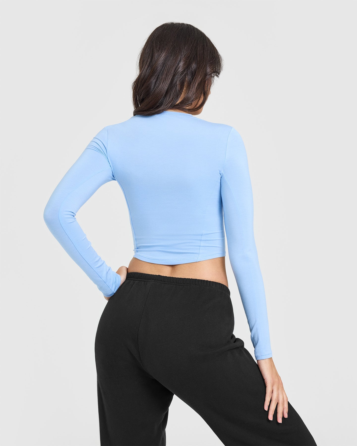 Mellow™ Soft Mid Long Sleeve Women's Top in Powdered Blue | Comfortable Stretch Fabric | Perfect for Casual Wear, Layering & Office Outfits