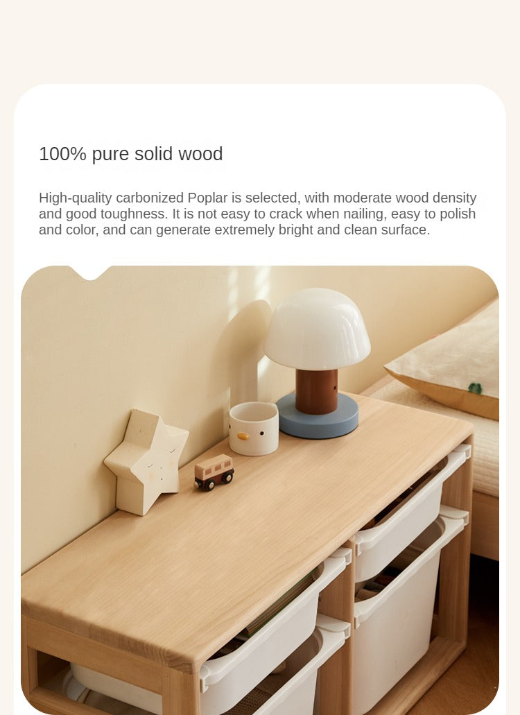 **Solid Wood Montessori Toy Storage Shelf for Kids - Organize Playroom, Nursery & Bedroom Toys - Eco-Friendly Poplar Wood Children's Bookshelf**