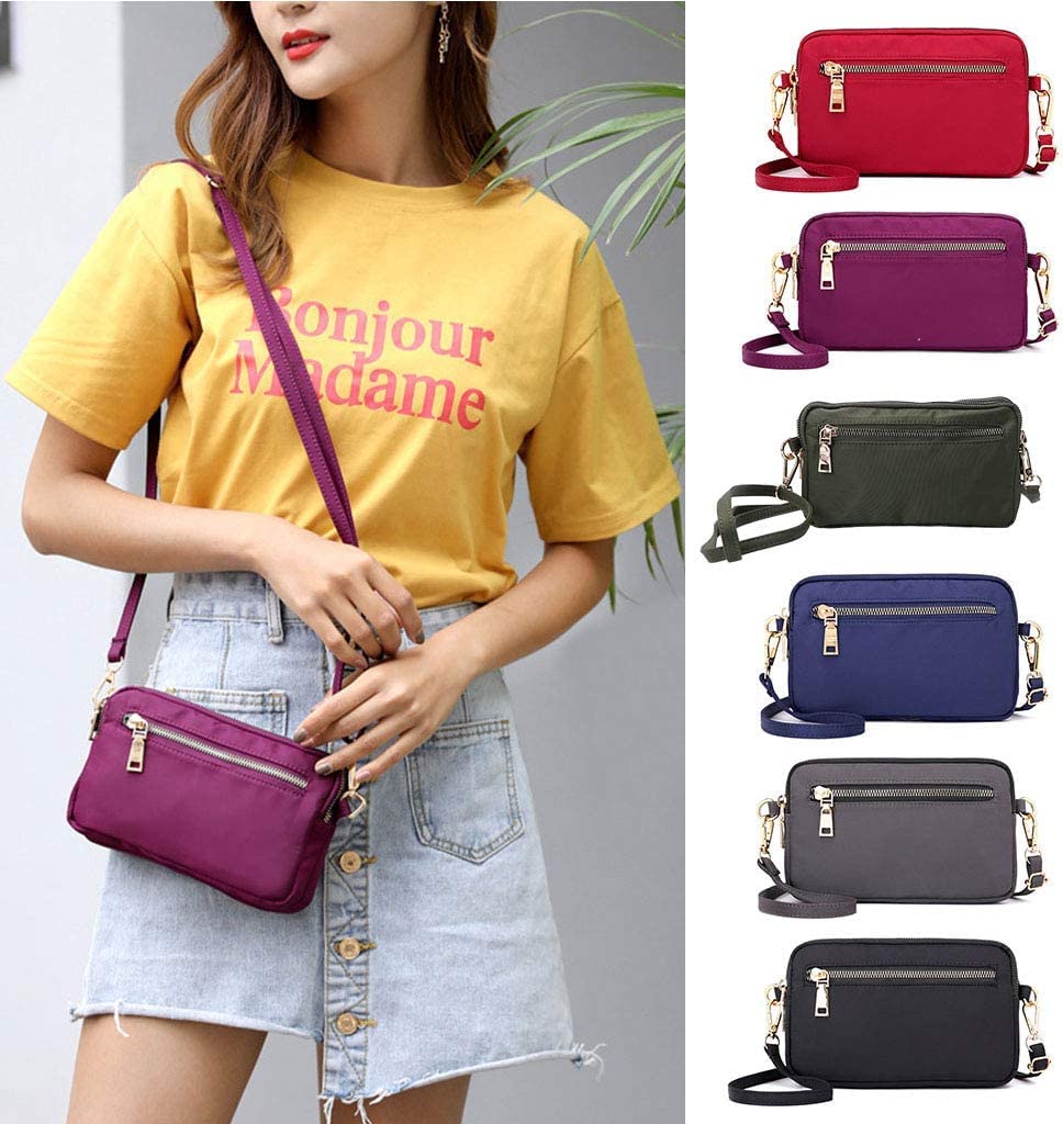 Waterproof Nylon Crossbody Bag for Women - Small Shoulder Purse with Phone & Wallet Holder - Perfect for Travel, Shopping & Daily Use - Black