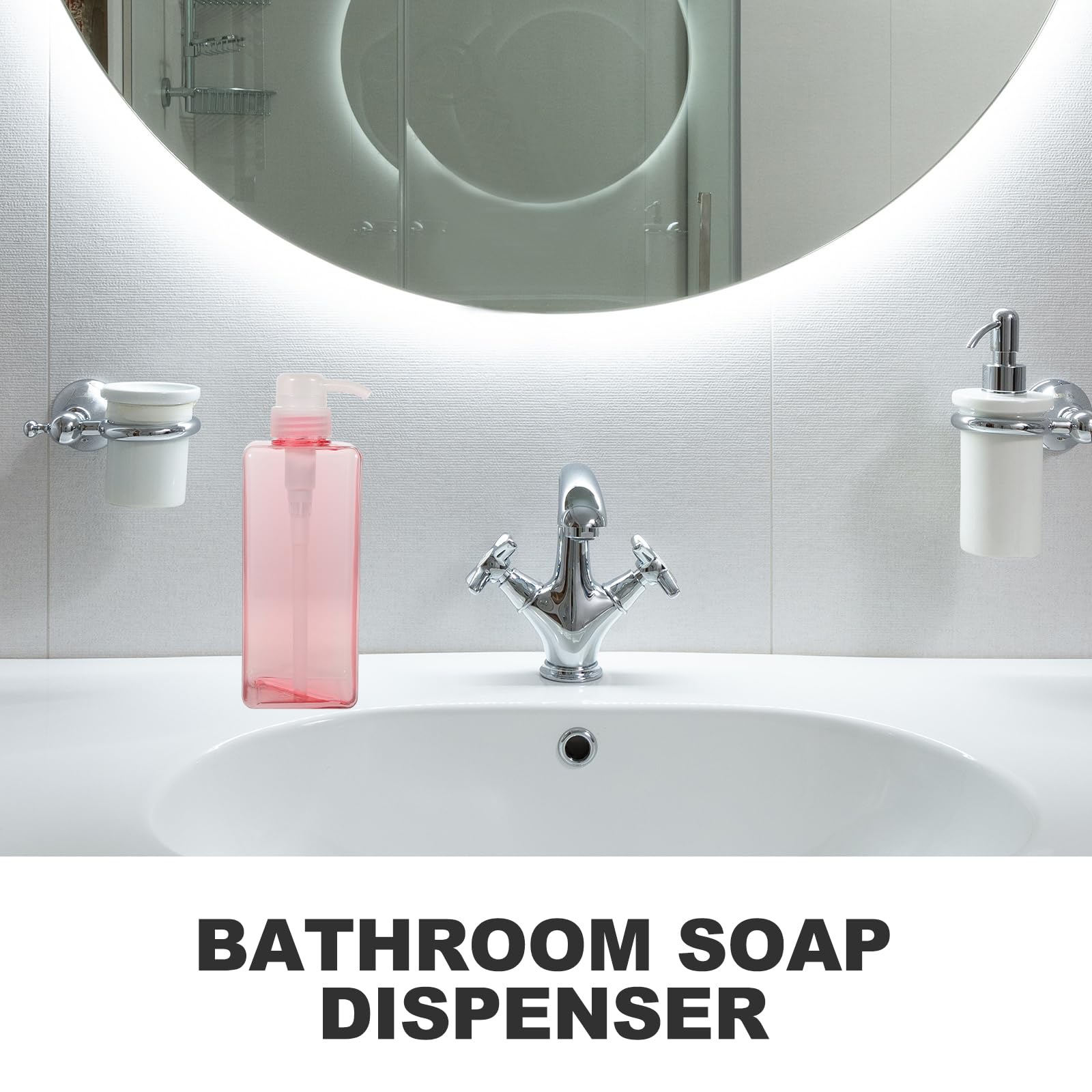 DOITOOL 2PCS 650ML Refillable Pump Dispenser Bottles - Square Lotion Bottle for Shampoo, Body Wash & Hand Soap - Large Capacity Portable Dispenser for Home, Hotel & Travel (Pink) - Perfect for Bathroom, Kitchen & Guest Essentials