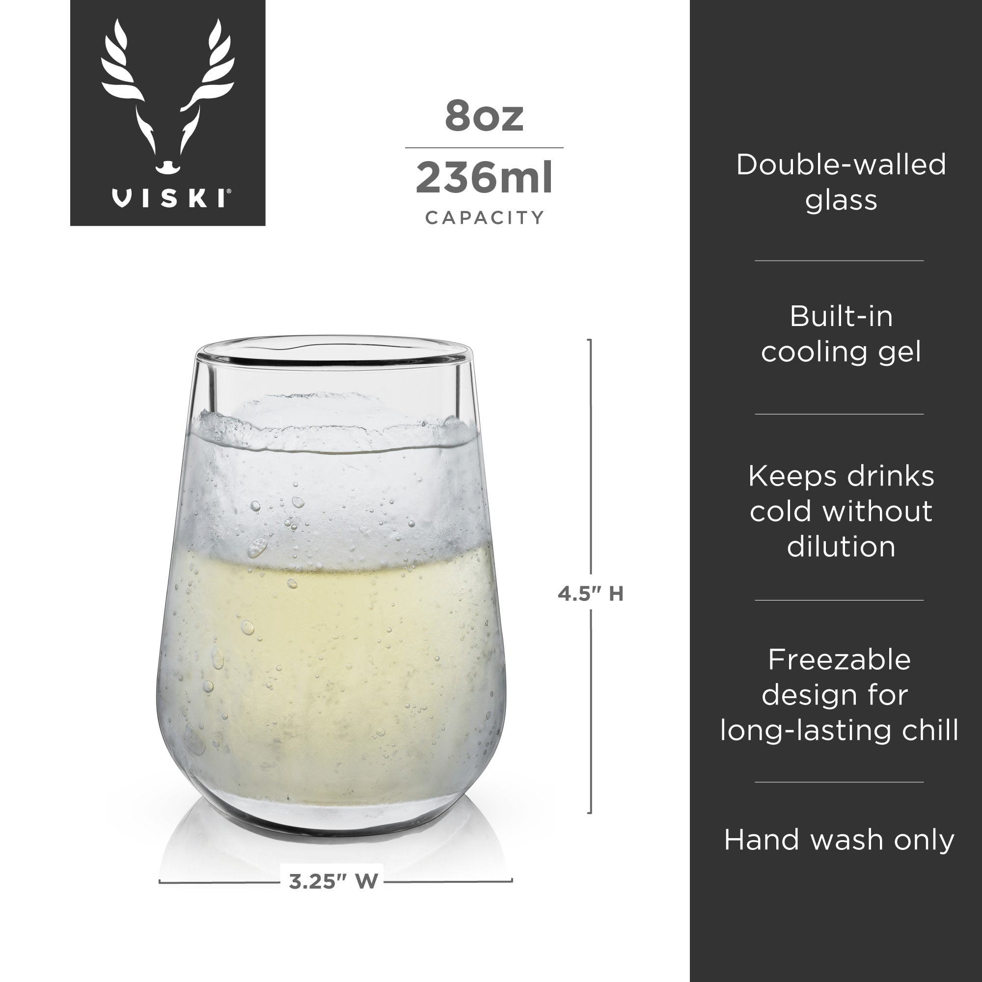 Premium Glacier Double Walled Insulated Wine Glasses - Set of 2, Shatterproof & BPA-Free - Perfect for Chilled White Wine, Cocktails & Outdoor Entertaining