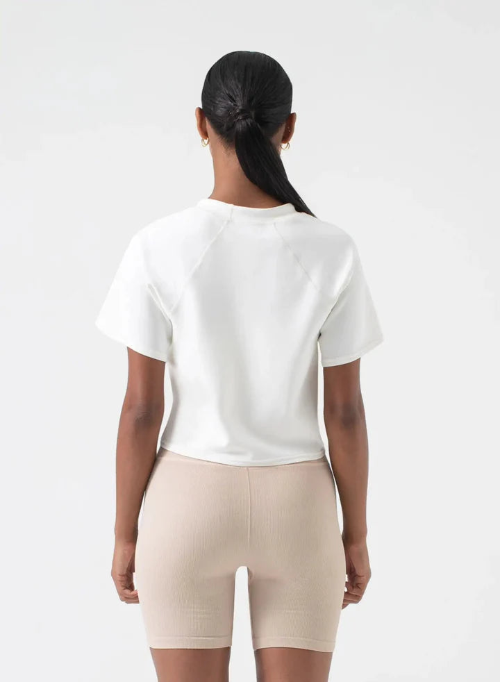 NUX Active Women's Relaxed Fit T-Shirt - Soft Breathable Fabric, Comfortable Casual Wear for Yoga, Running & Everyday Outfits - Coconut White