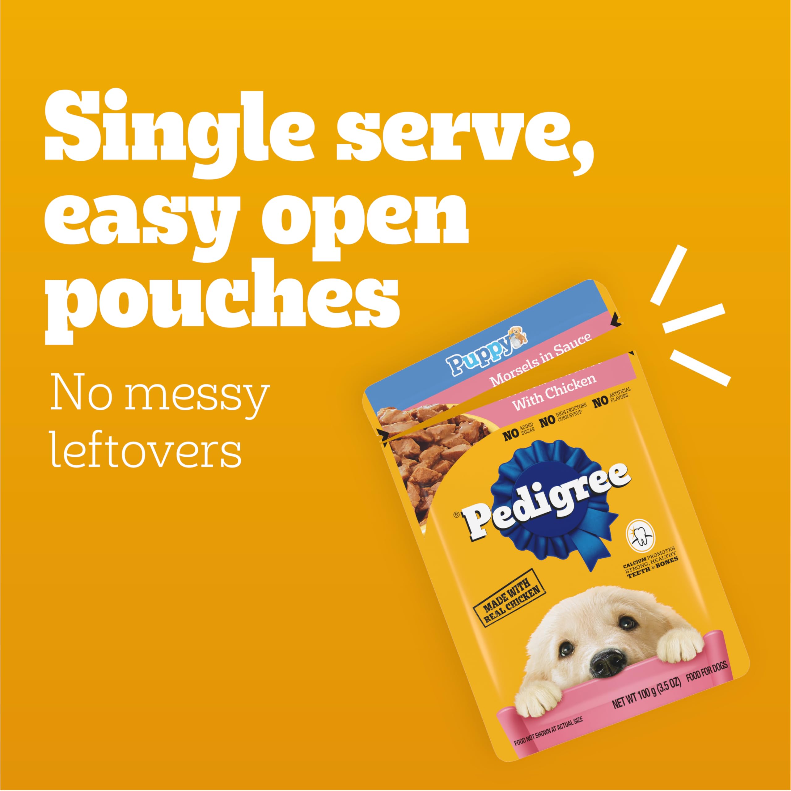 Pedigree Puppy Soft Wet Dog Food Variety Pack - 8 Pouches (3.5 oz Each) - 2-Pack for Small & Medium Breed Puppies - Perfect for Training, Travel & Mealtime Rewards