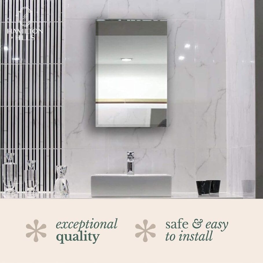 16x26 Inch White Recessed Bathroom Medicine Cabinet with Beveled Mirror - Wall Mounted Farmhouse Style Storage Organizer with Shelves - Perfect for Small Bathrooms, Powder Rooms & Vanity Areas