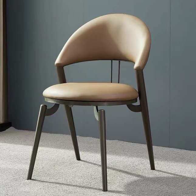 **Brown PU Leather Upholstered Armless Dining Chairs with Black Metal Legs - 75cm Height, Perfect for Kitchen, Dining Room, Leisure & Wedding Events**