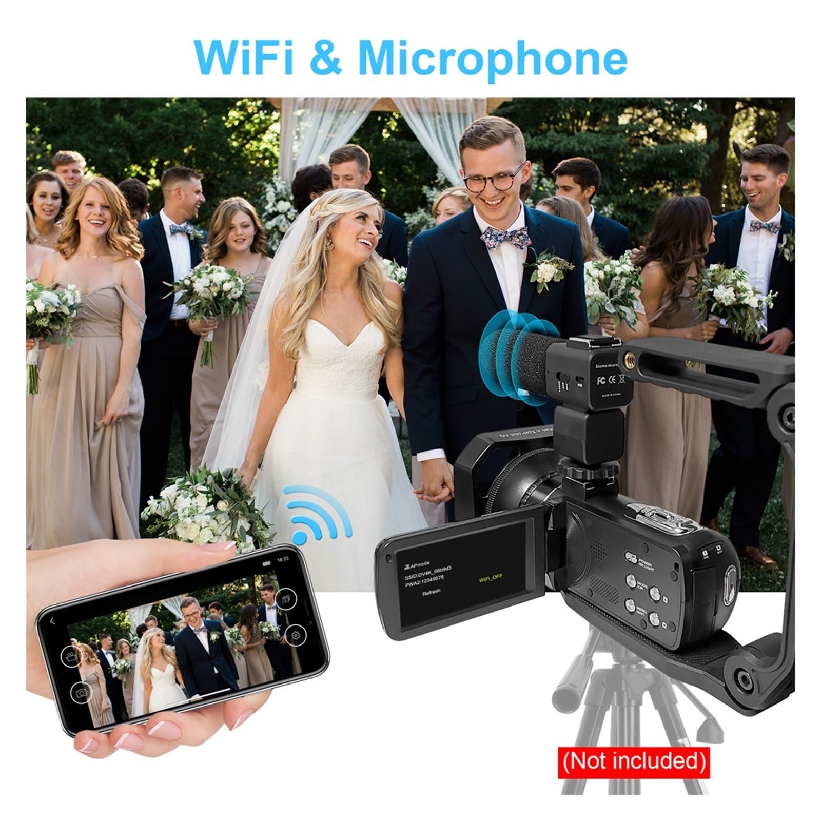 4K Ultra HD Camcorder with WiFi - 56MP Wide Angle Video Camera for Vlogging & Streaming