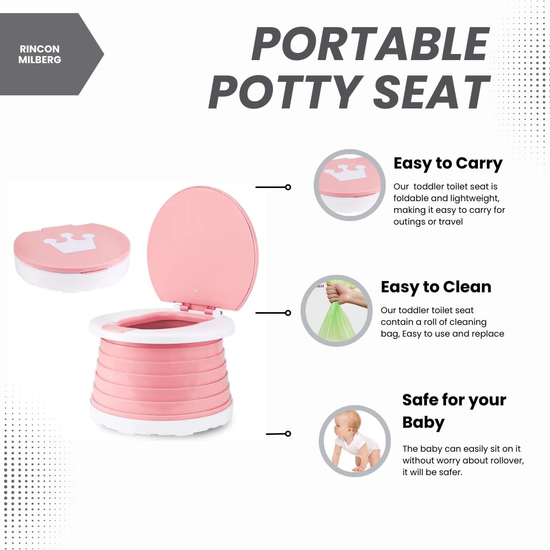 Foldable Potty Chair for Toddlers - Portable & Lightweight Training Toilet Seat for Kids - Indoor/Outdoor Use at Home, Travel, Camping (Light Blue)